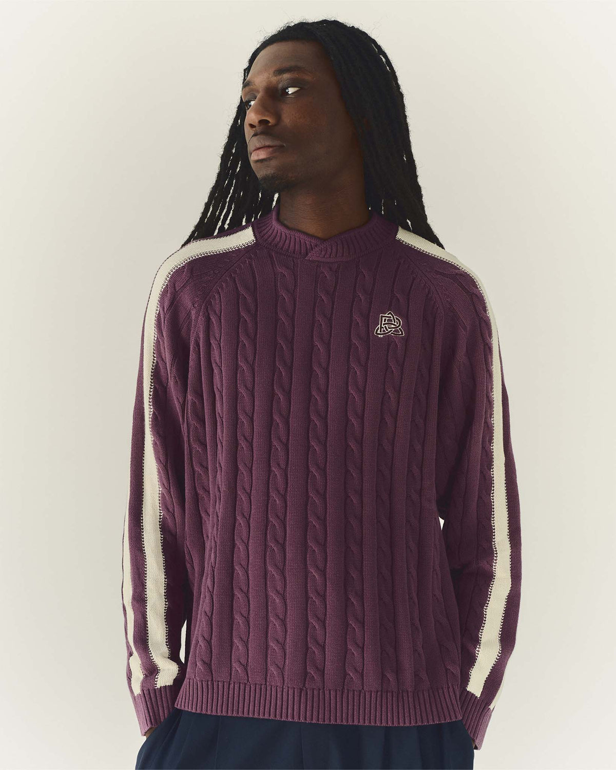 Overlap Cable Knit Maroon