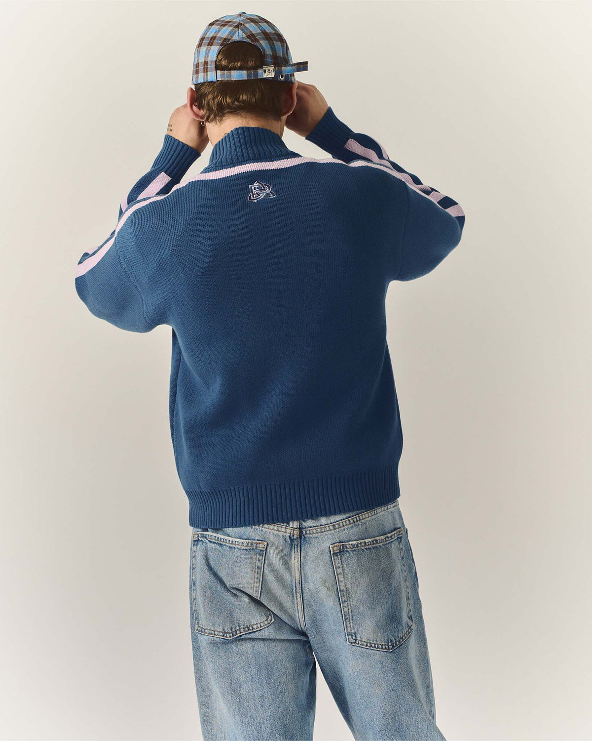 Knit Tracksuit Jacket Navy & Pink
