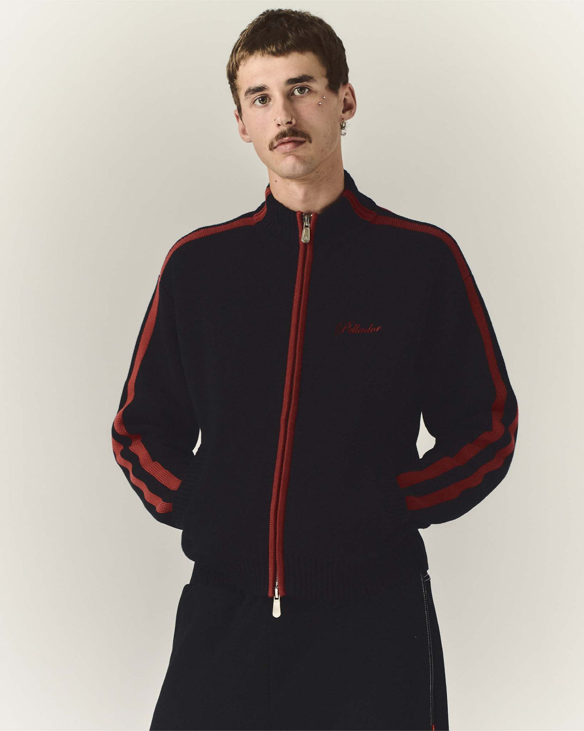 Knit Tracksuit Jacket Black & Red