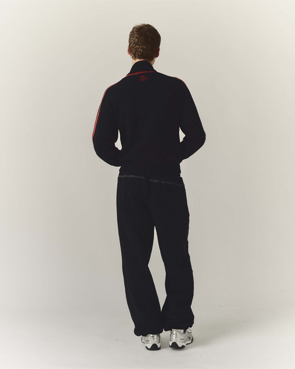 Knit Tracksuit Jacket Black & Red