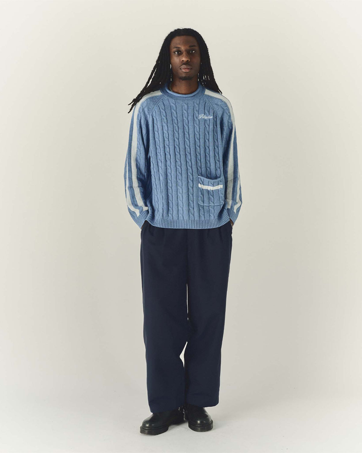 Pocket Cable Knit Denim