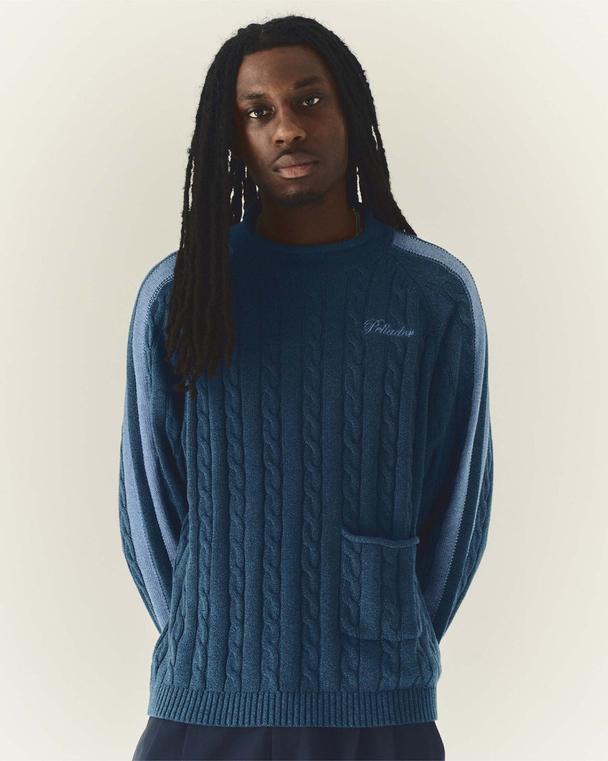 Pocket Cable Knit Navy