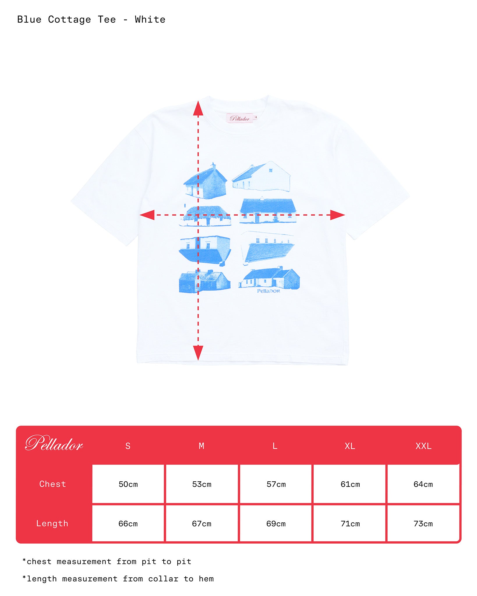 Blue Cottage Tee - White