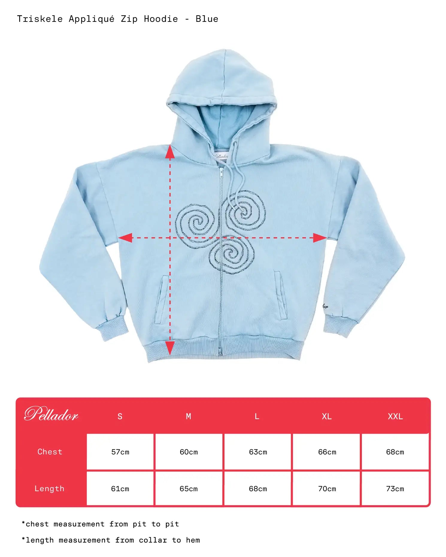 Triskele Appliqué Hoodie - Blue