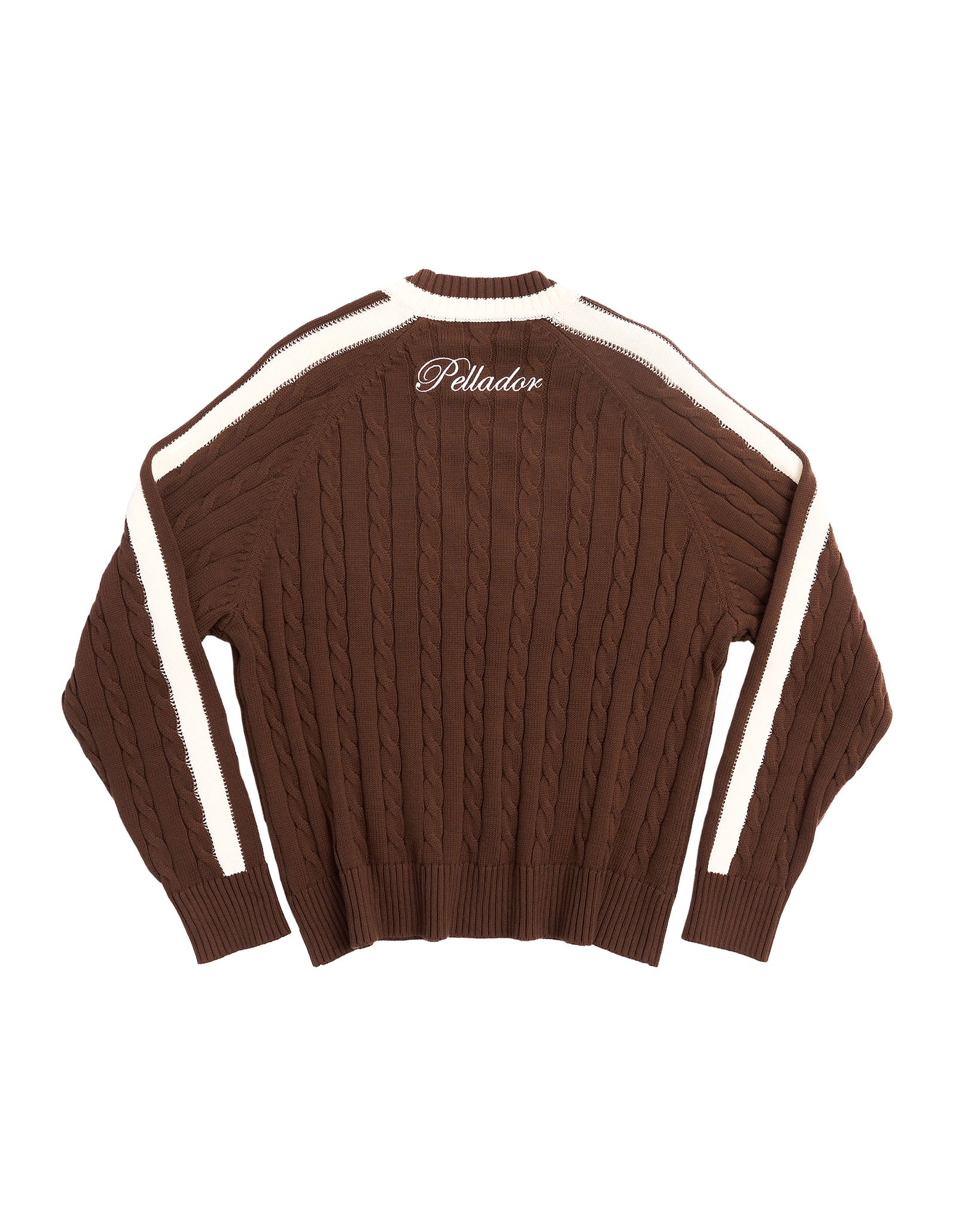 Round Neck Cable Knit Brown