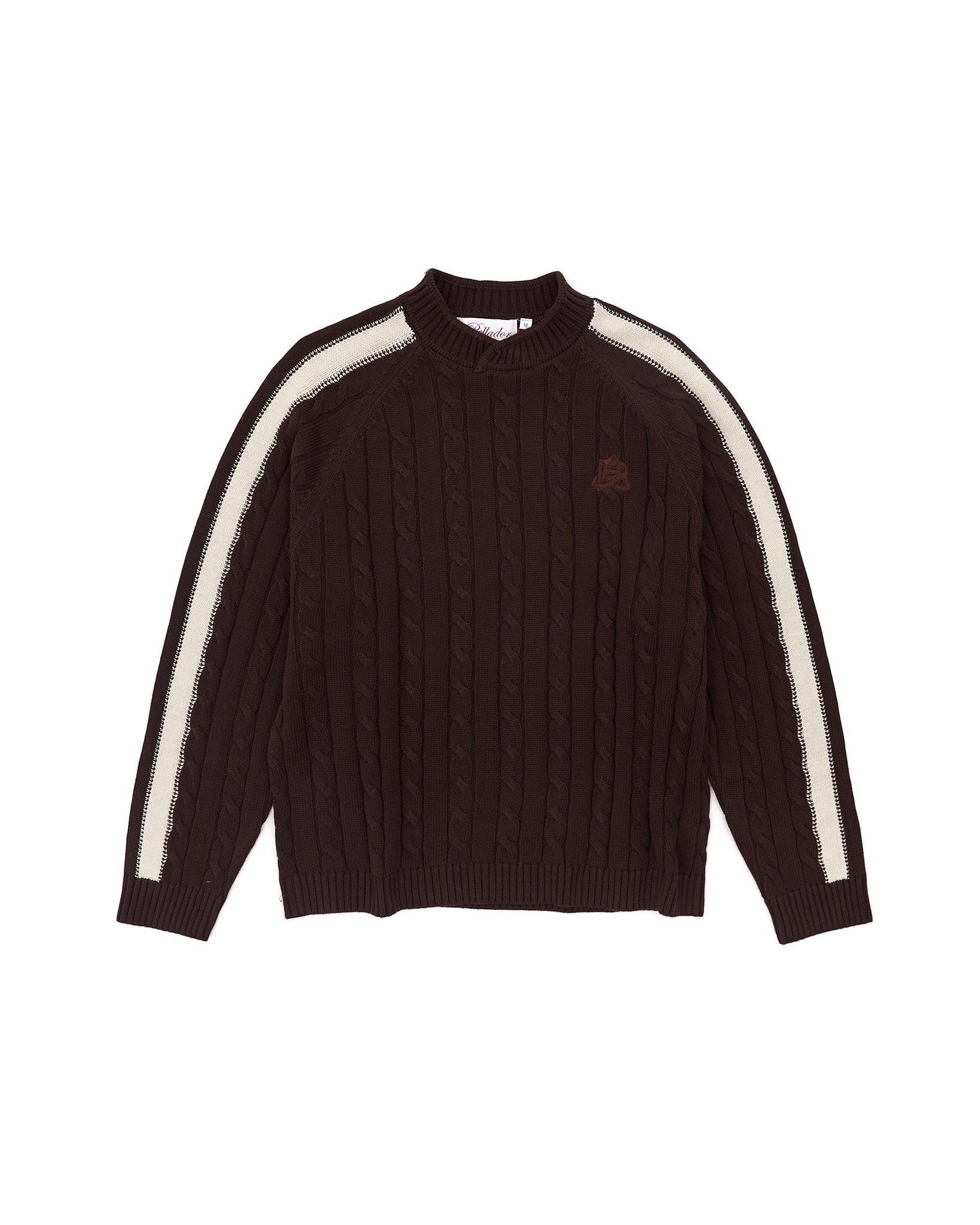 Overlap Collar Cable Knit - Brown