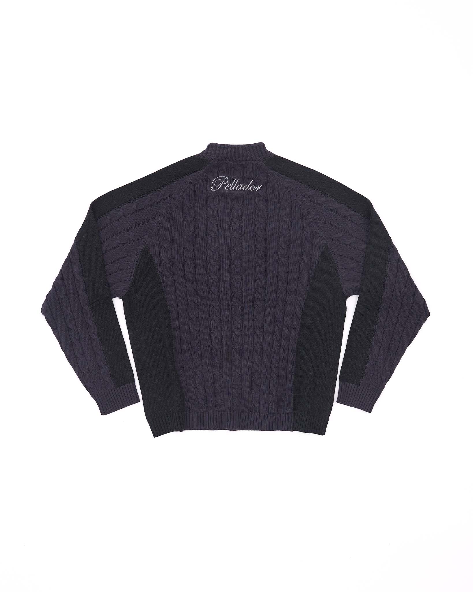 Overlap Collar Cable Knit - Charcoal