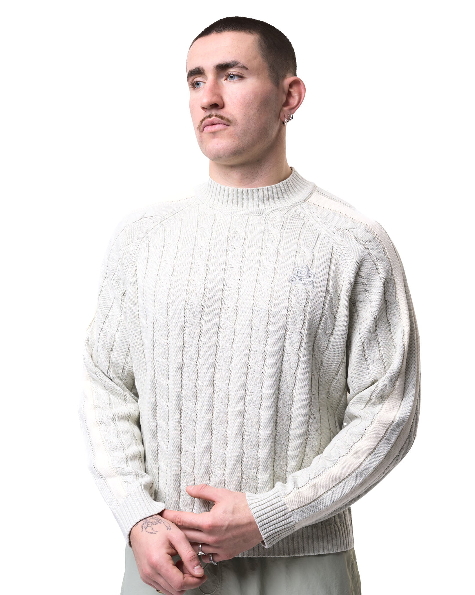 Round Neck Cable Knit - Seafoam