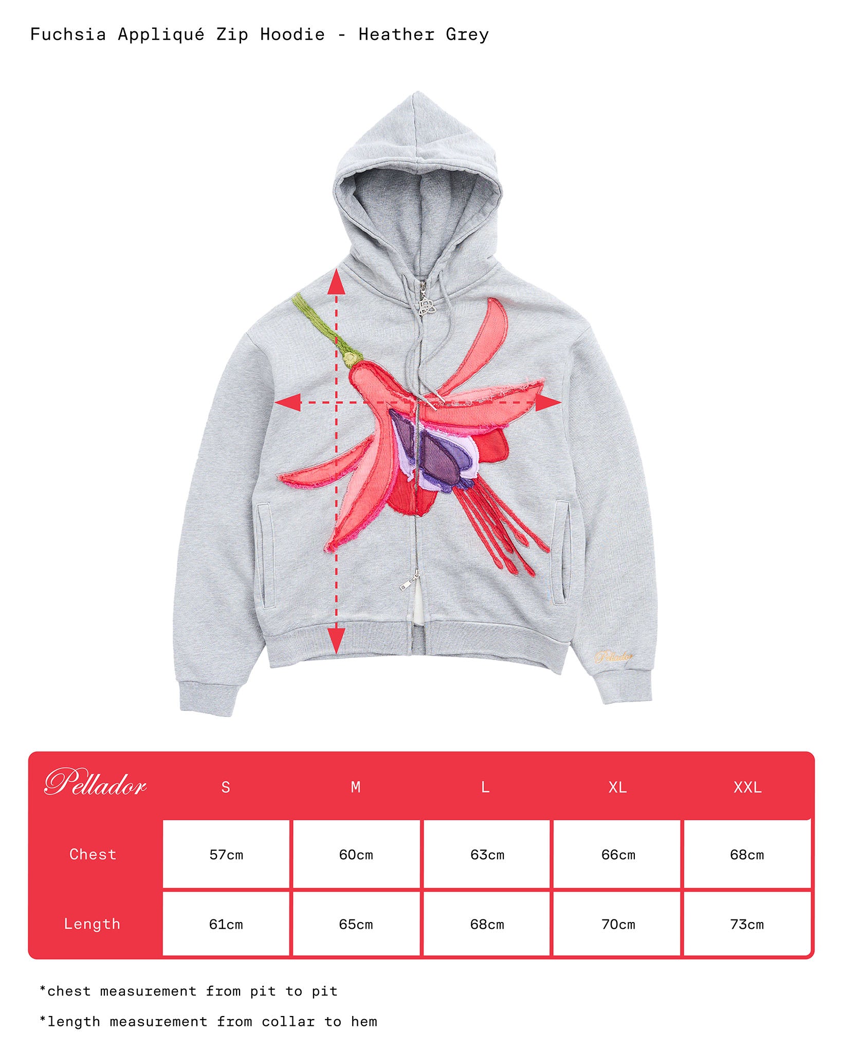 Fuchsia Hoodie - Heather Grey