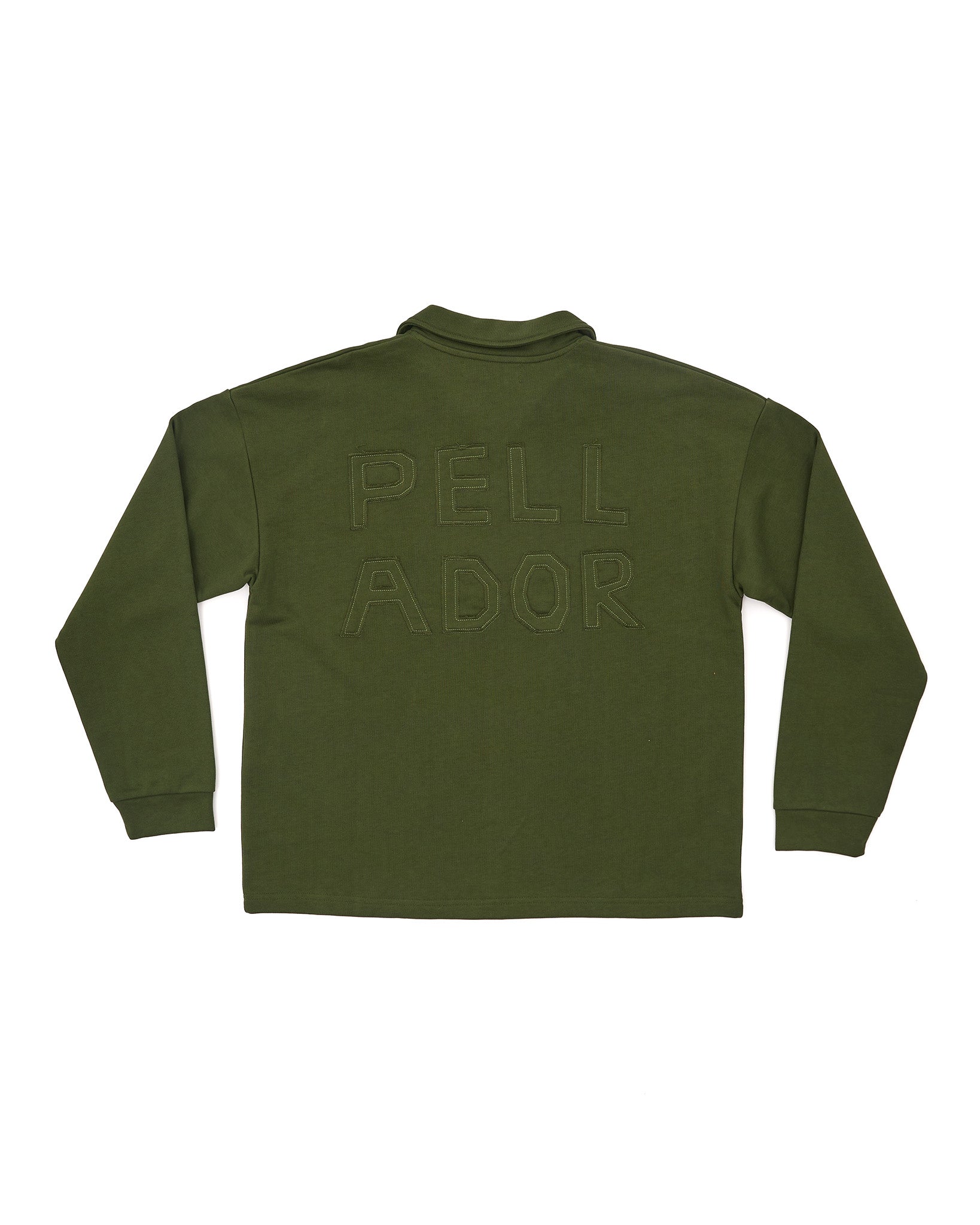 Appliqué Polo Collar Sweatshirt - Green