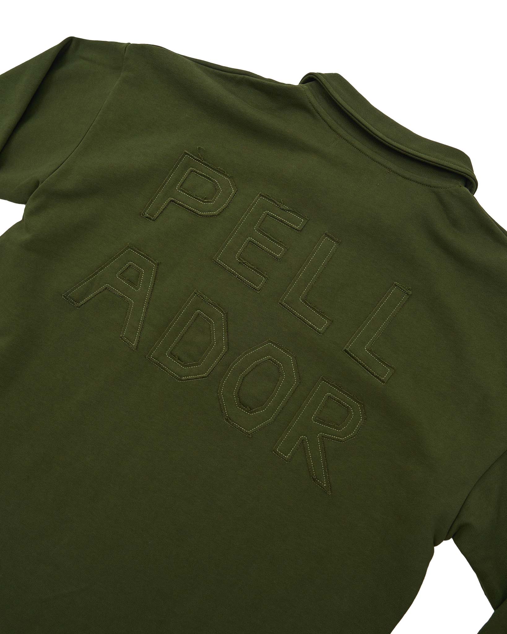 Appliqué Polo Collar Sweatshirt - Green