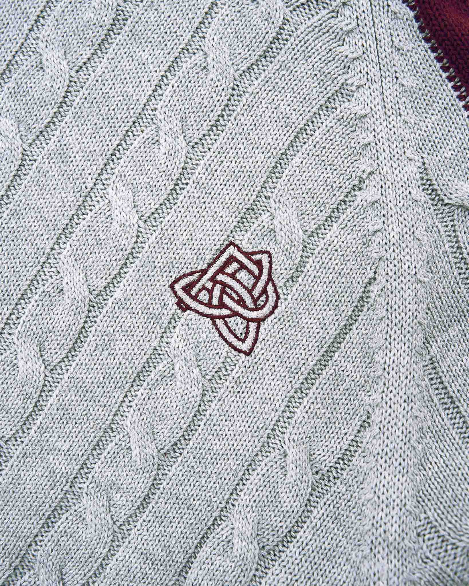 Overlap Collar Cable Knit - Grey