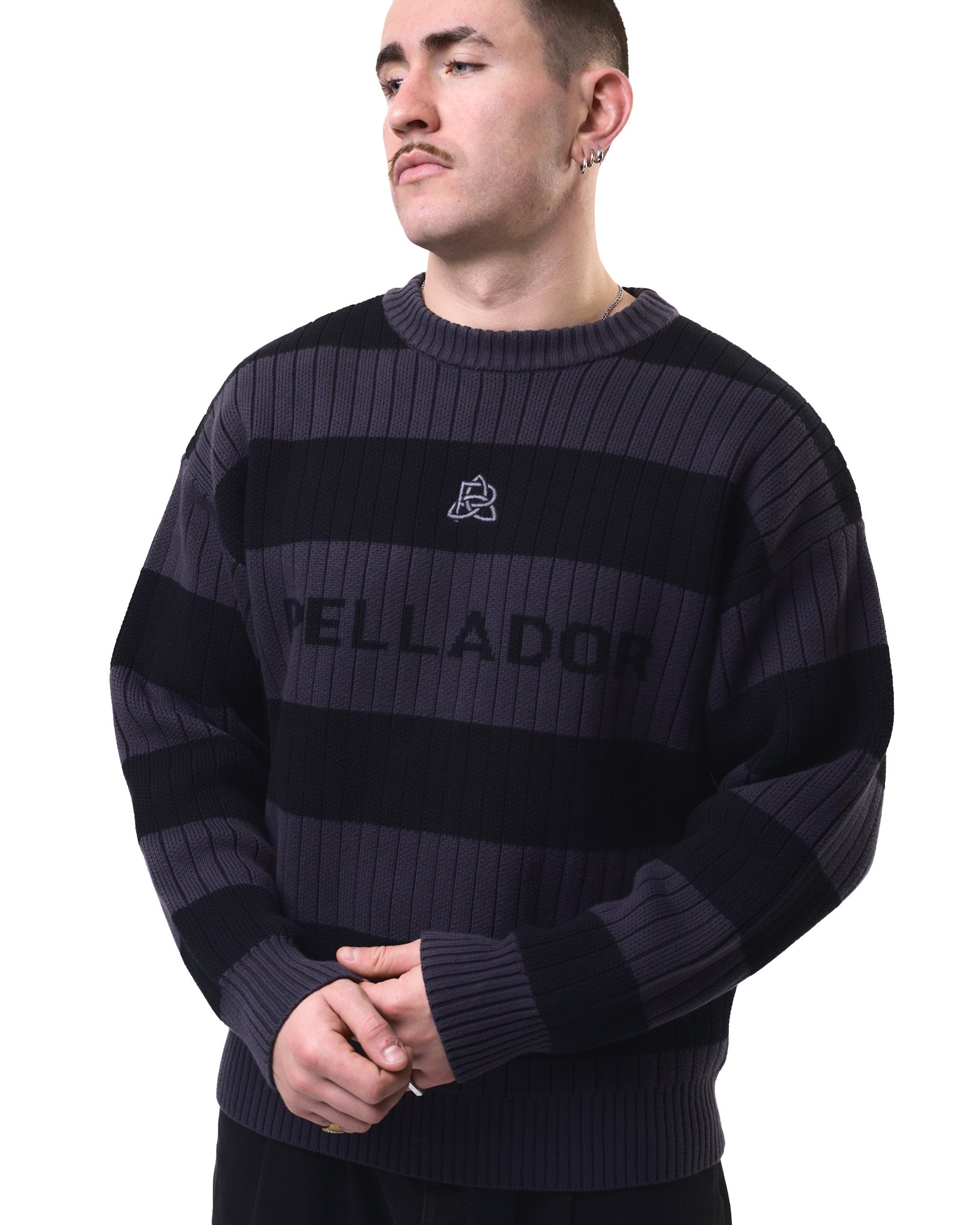 Striped Ladder Knit - Black & Grey