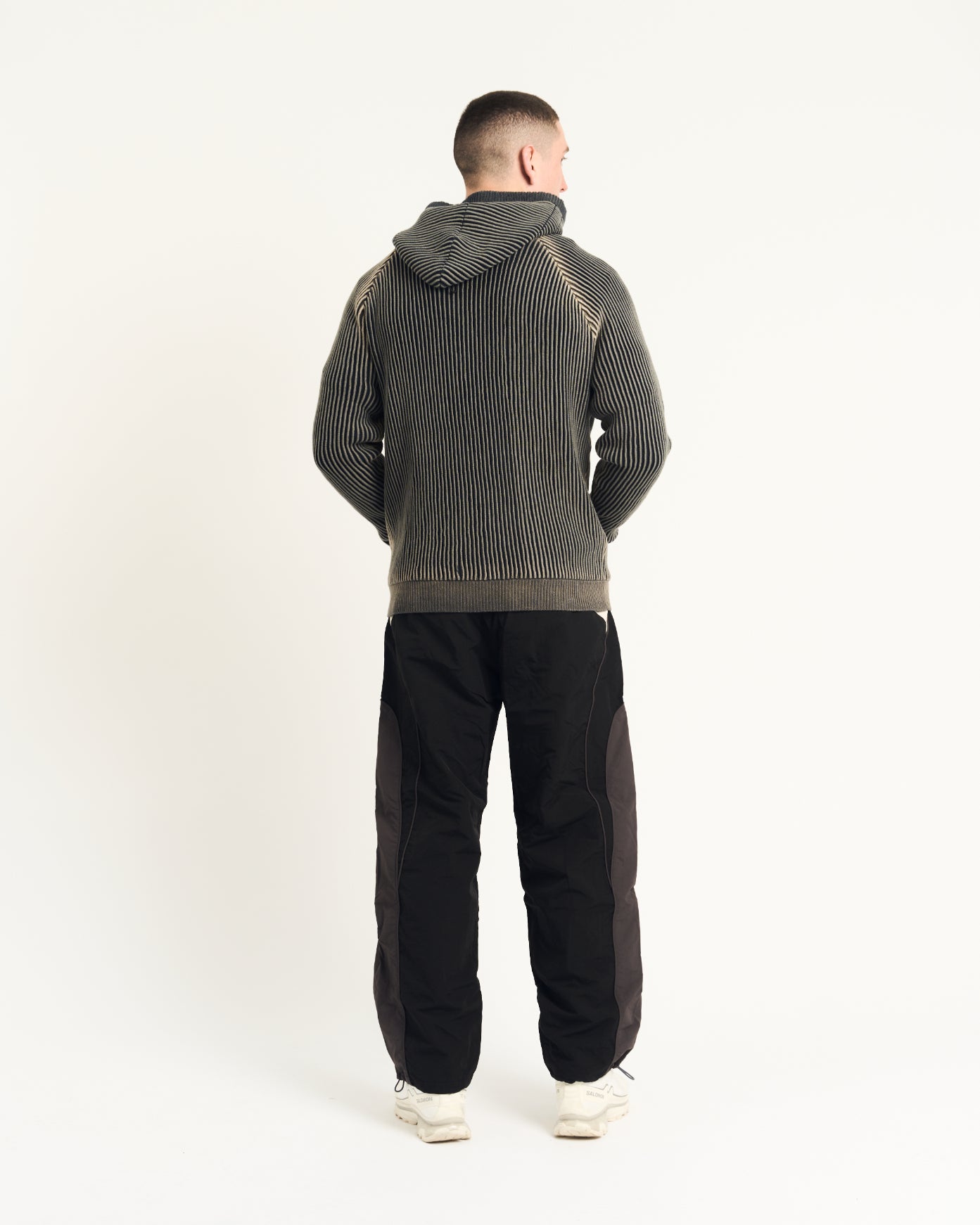 Bleached Rib Knit Hoodie