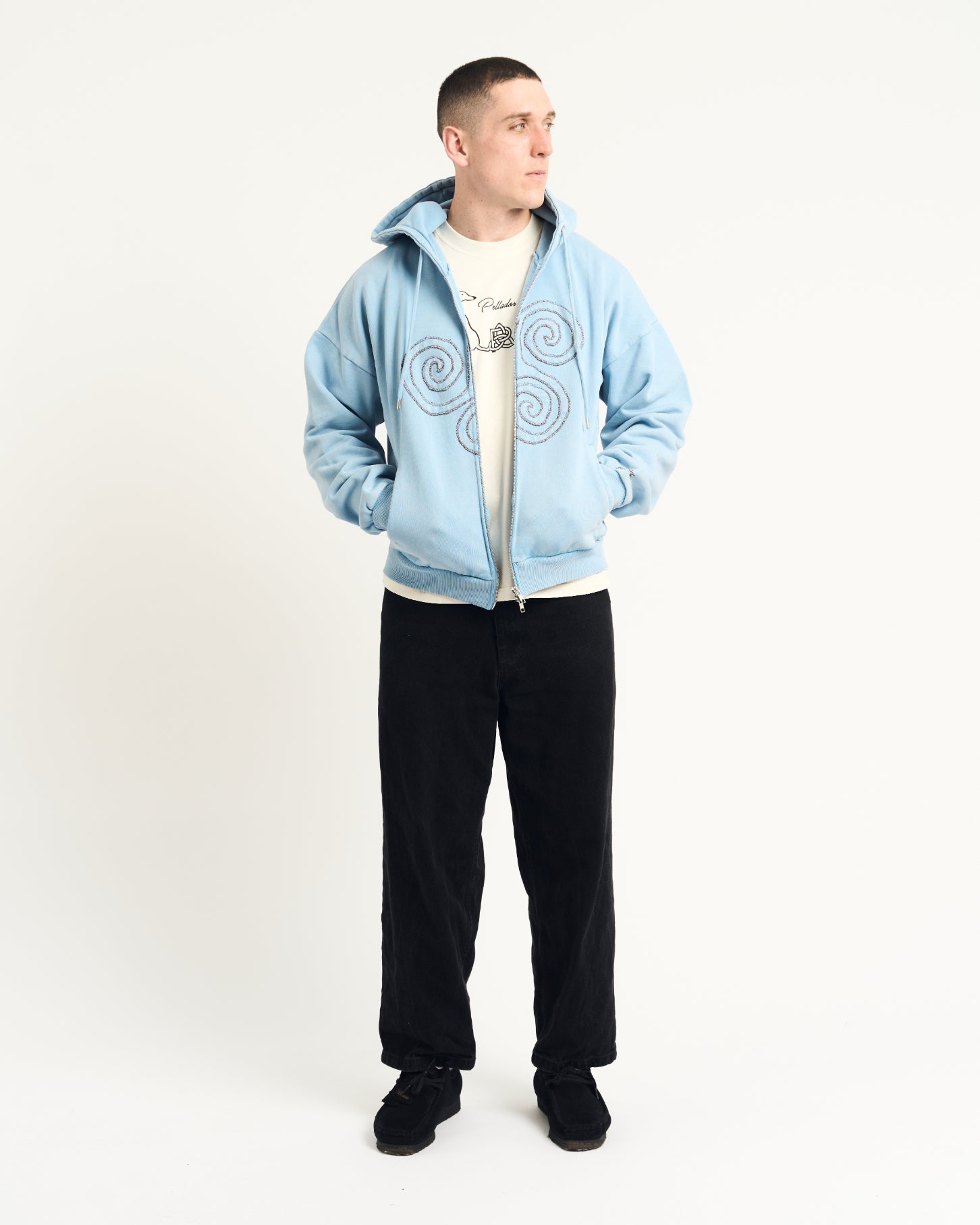Triskele Appliqué Hoodie - Blue