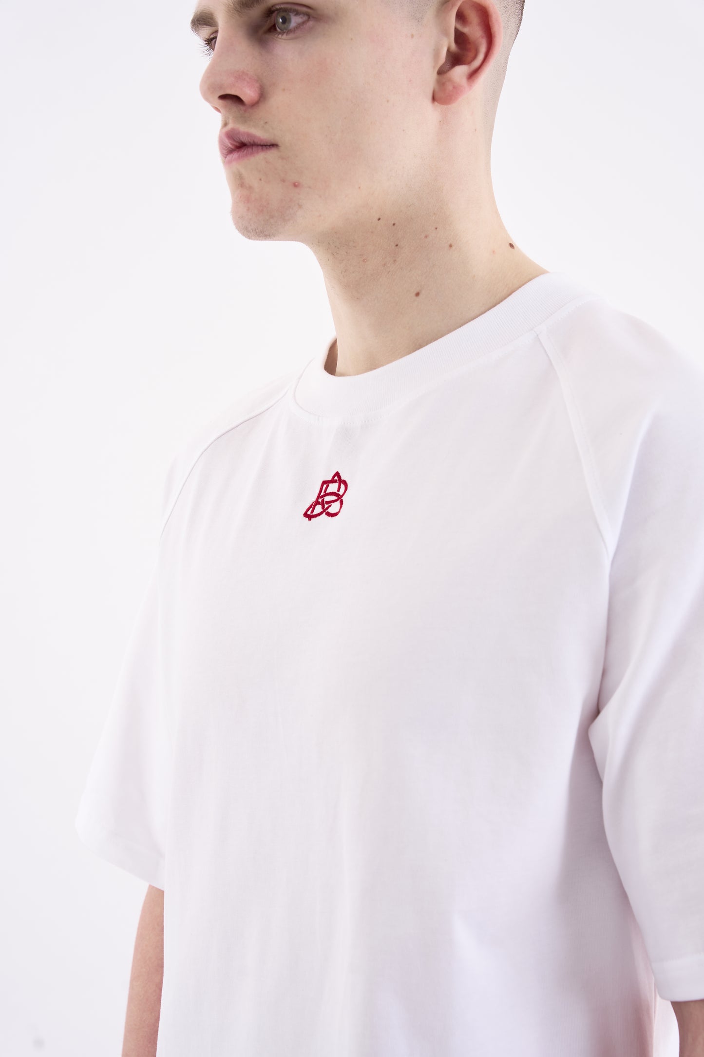 Embroidered Logo T-Shirt White & Red