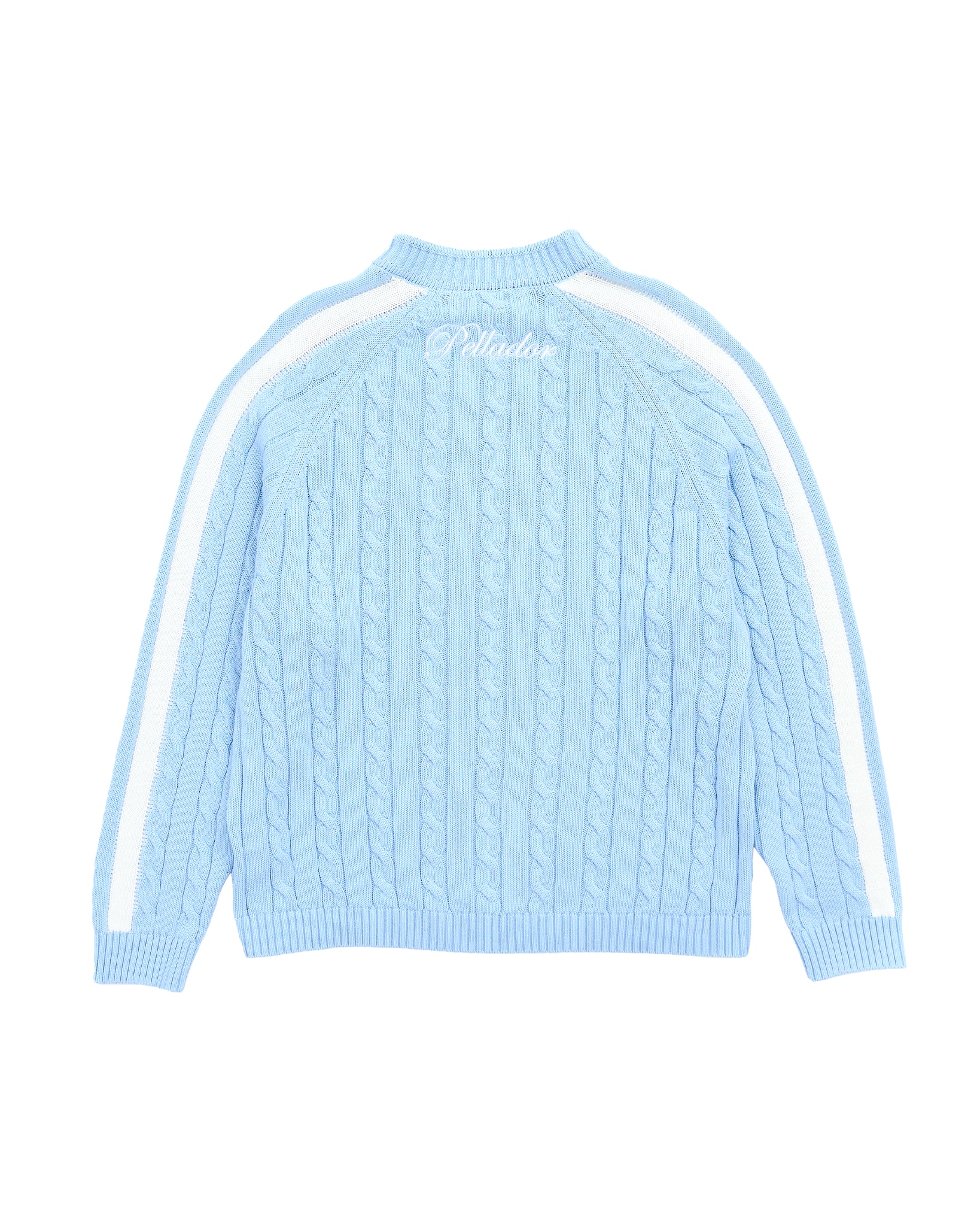 Overlap Collar Cable Knit - Blue