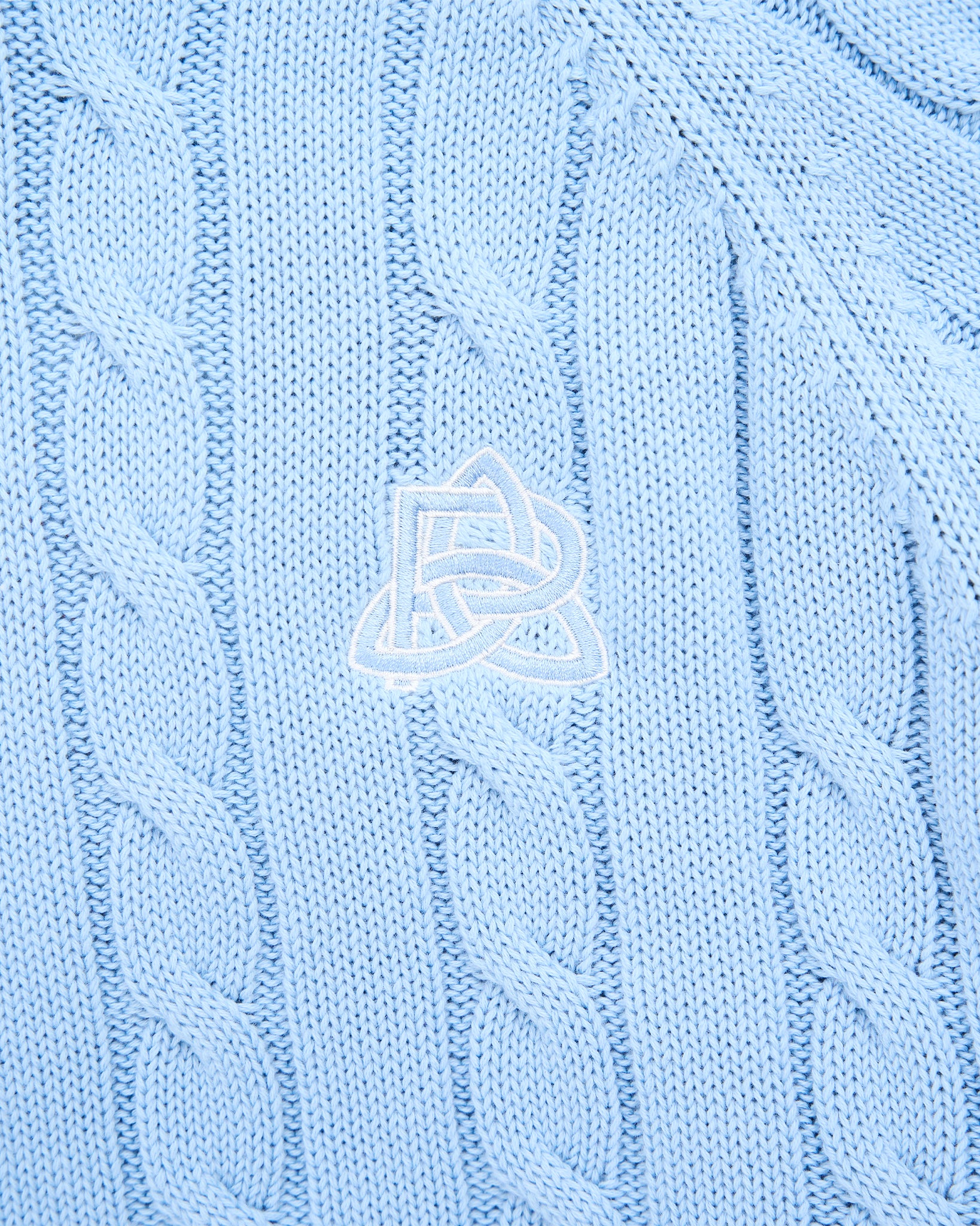 Overlap Collar Cable Knit - Blue