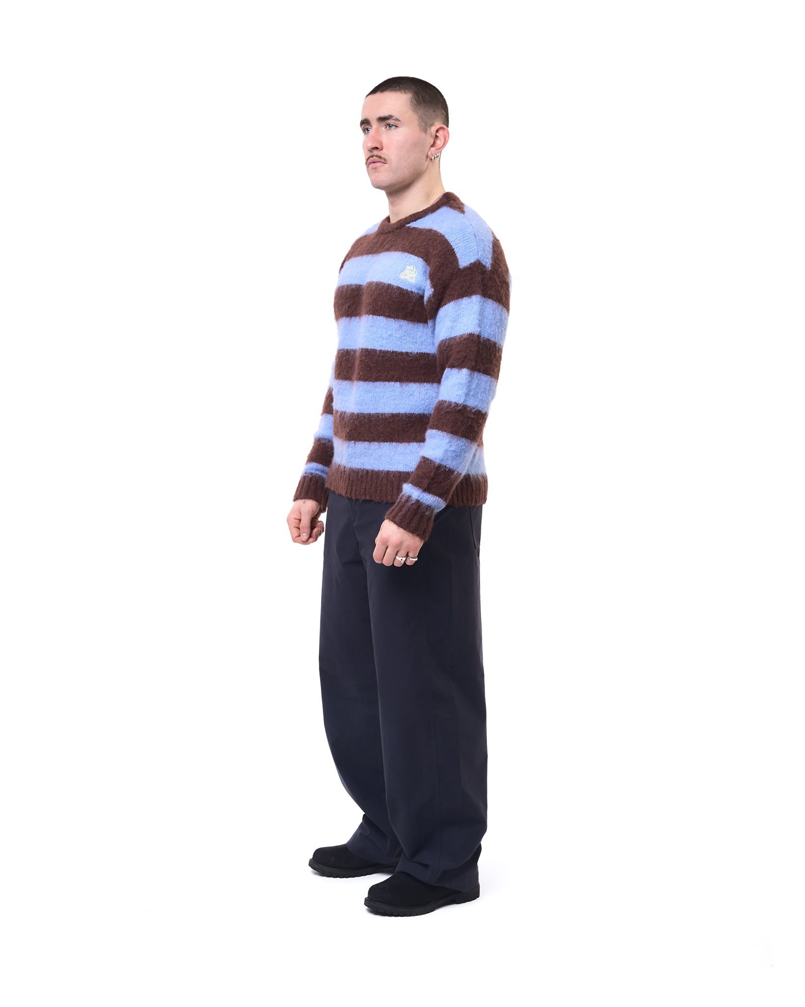 Striped Mohair Knit - Brown & Baby Blue