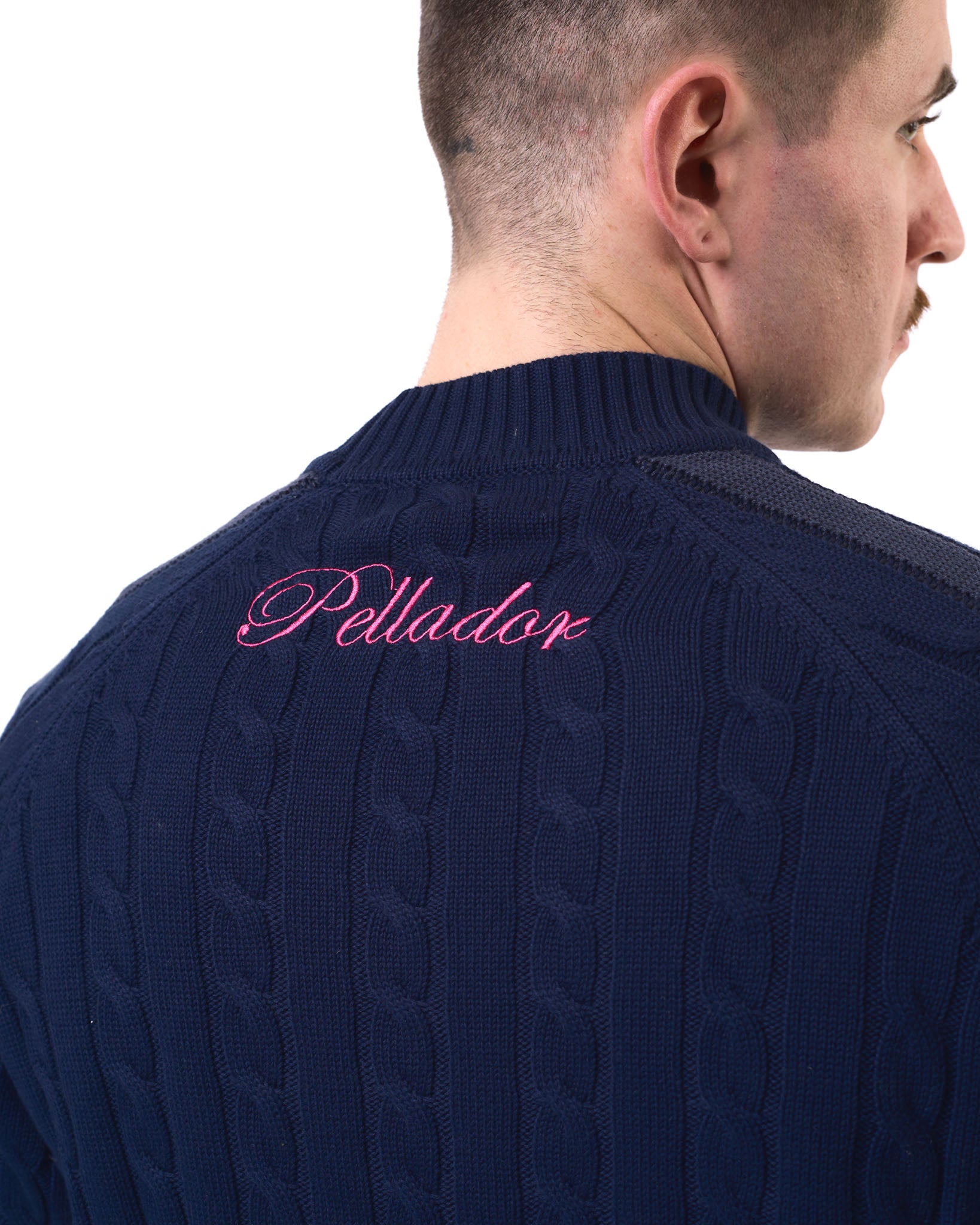 Round Neck Cable Knit - Navy