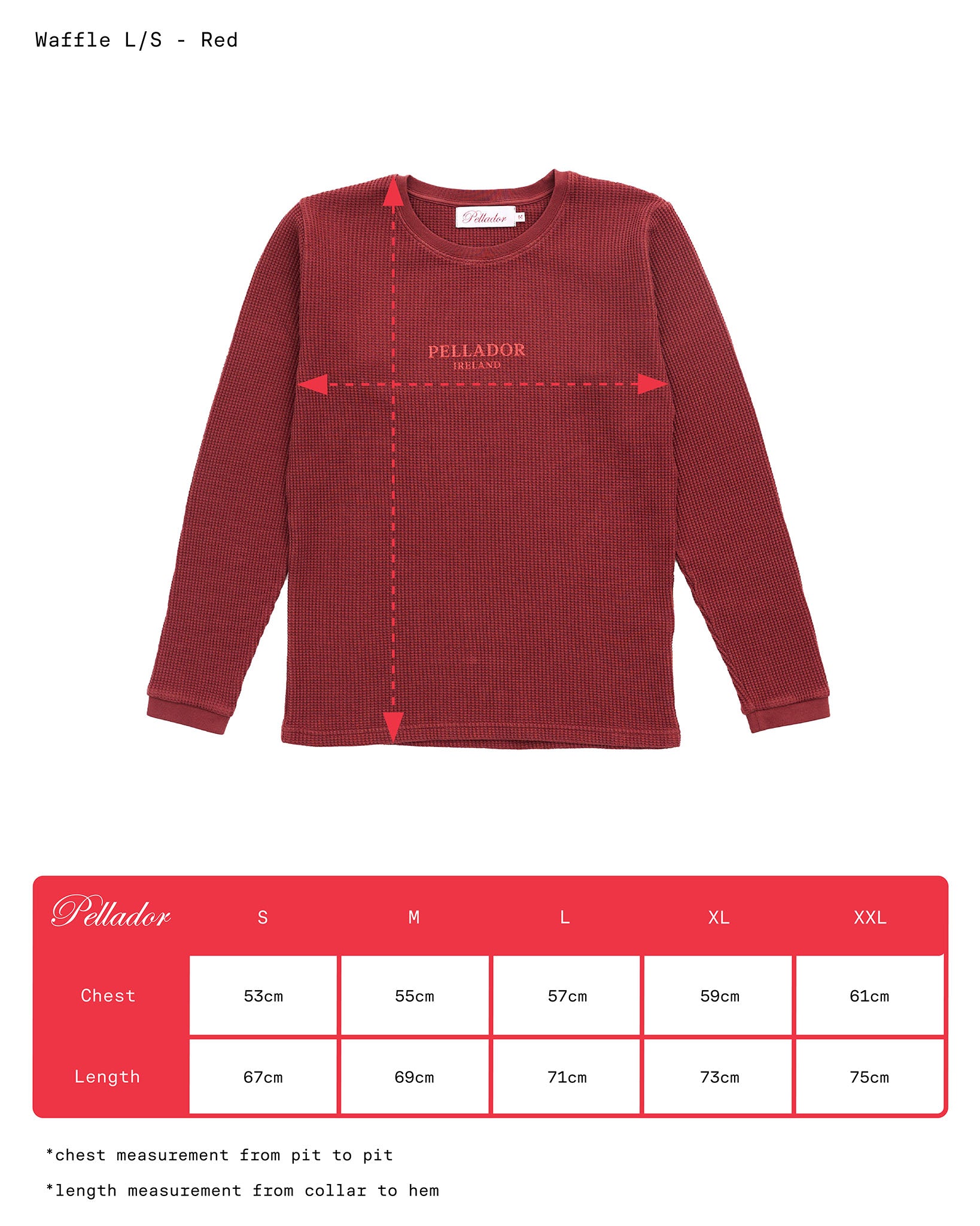 Pellador Ireland L/S Waffle Crew - Red