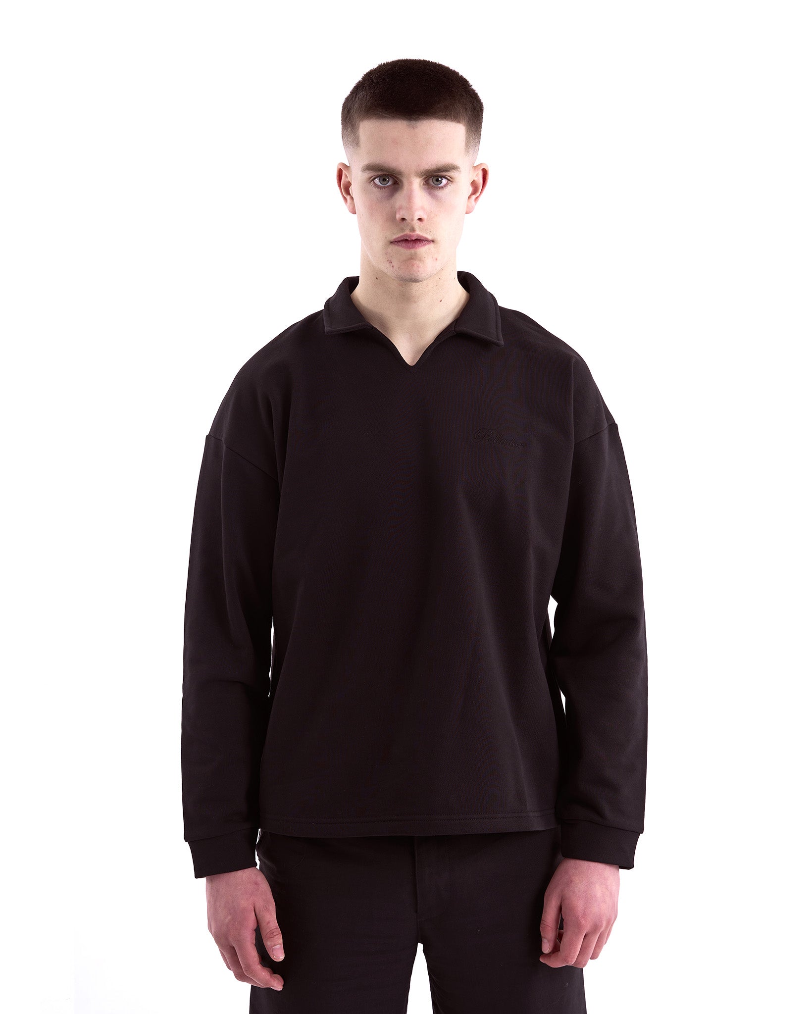 Polo Collar Sweatshirt Black