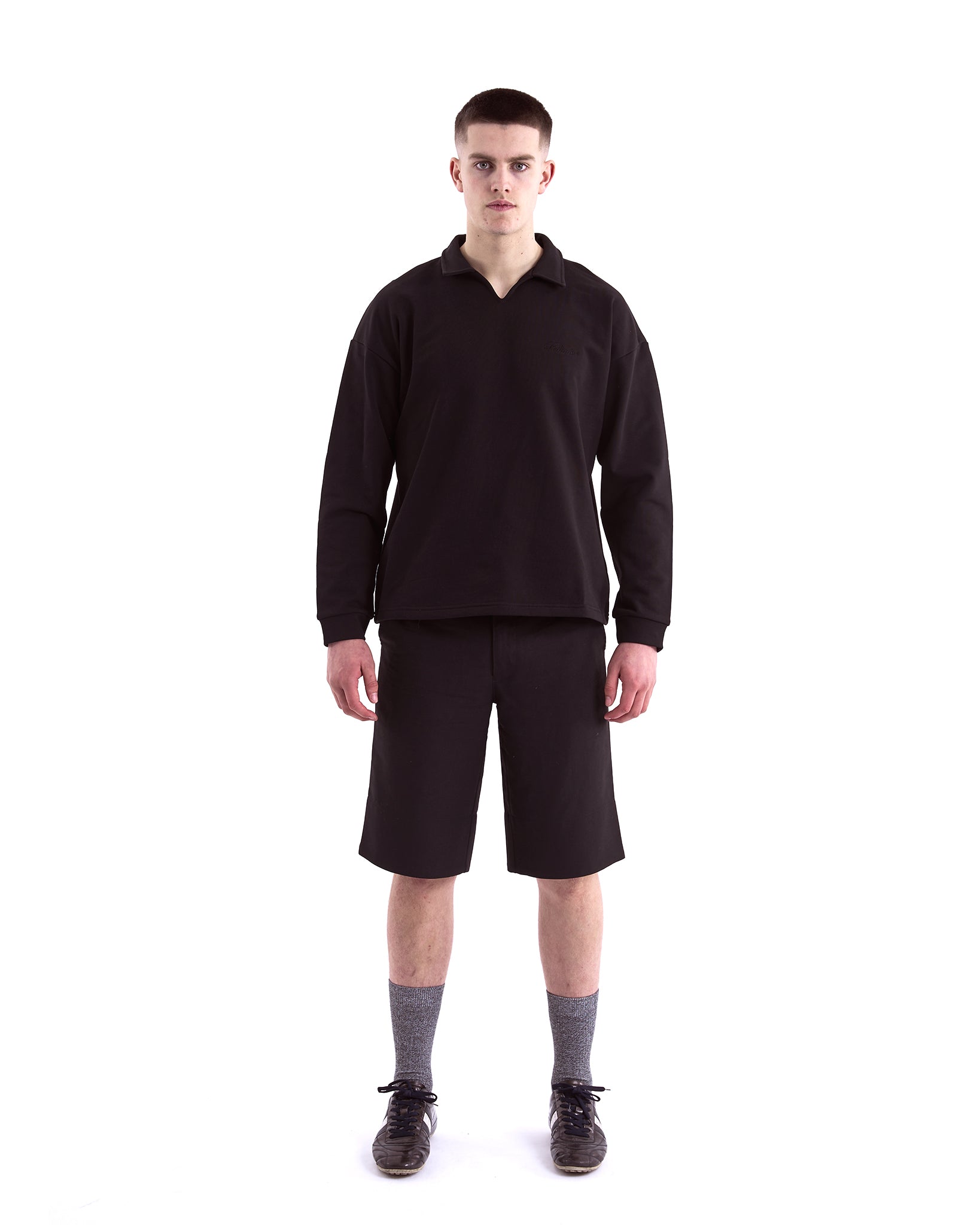 Polo Collar Sweatshirt Black