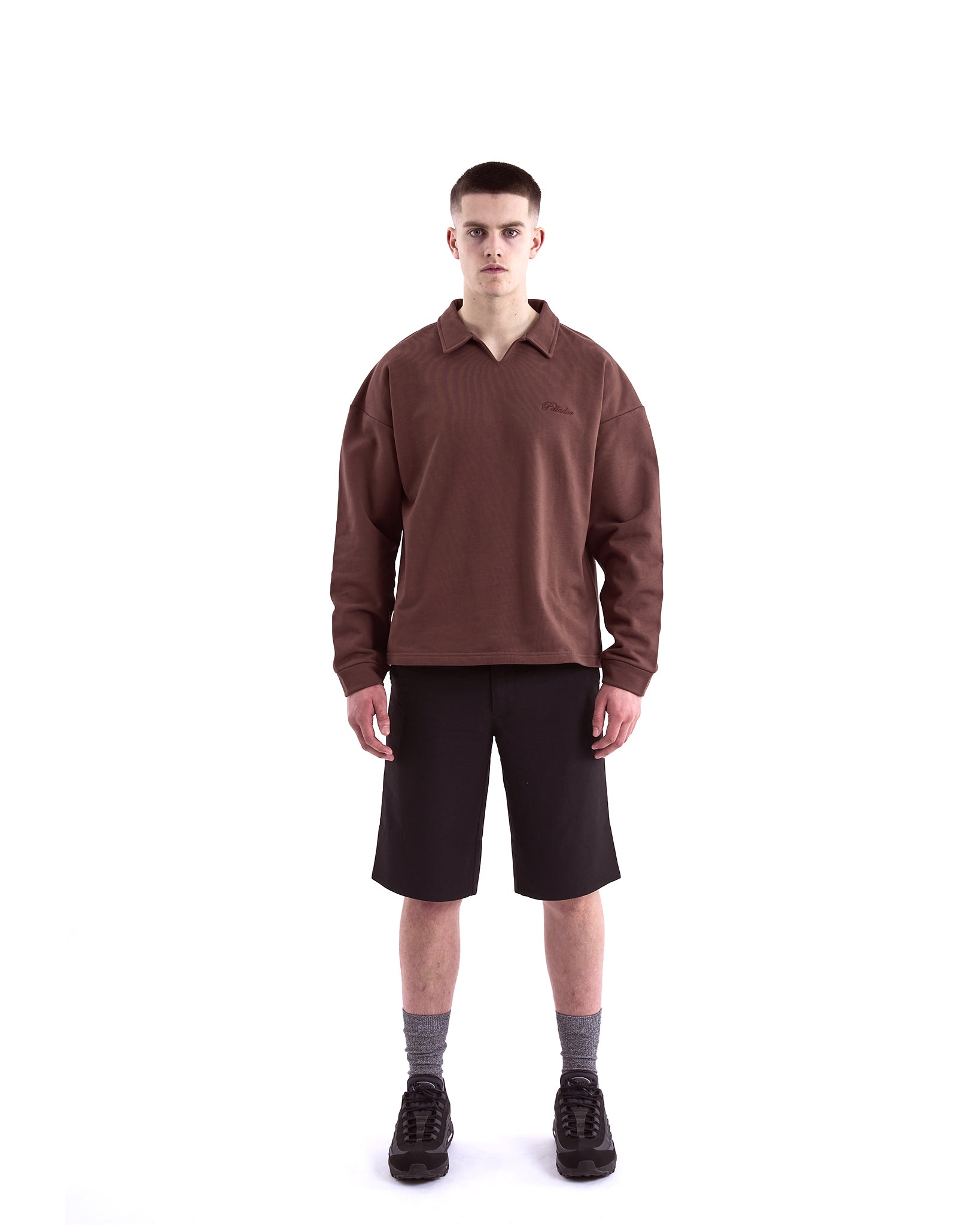 Polo Collar Sweatshirt Brown