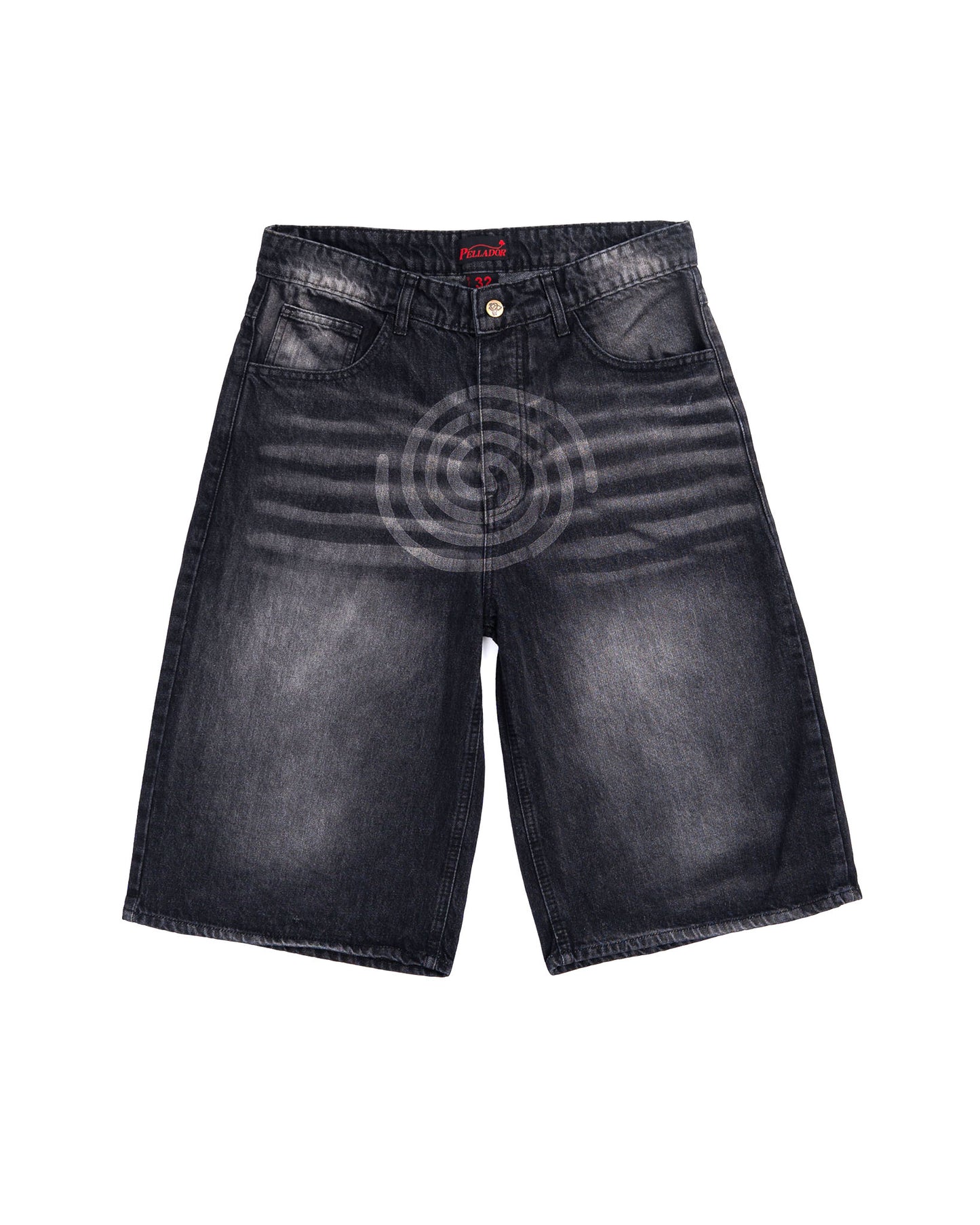 Spiral Engraved Jorts - Washed Black
