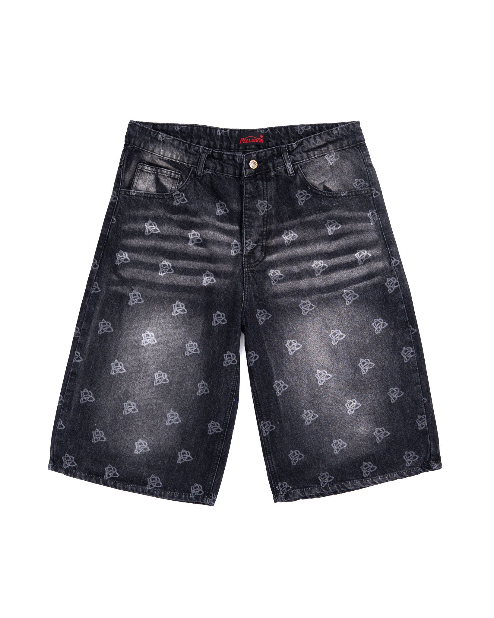 P Knot Logo Engraved Jorts - Washed Black