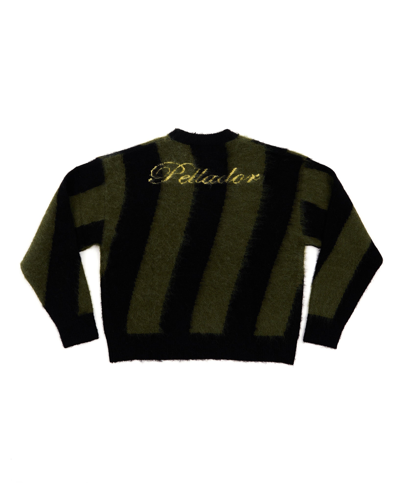 Mohair Knit Green & Black Stripes