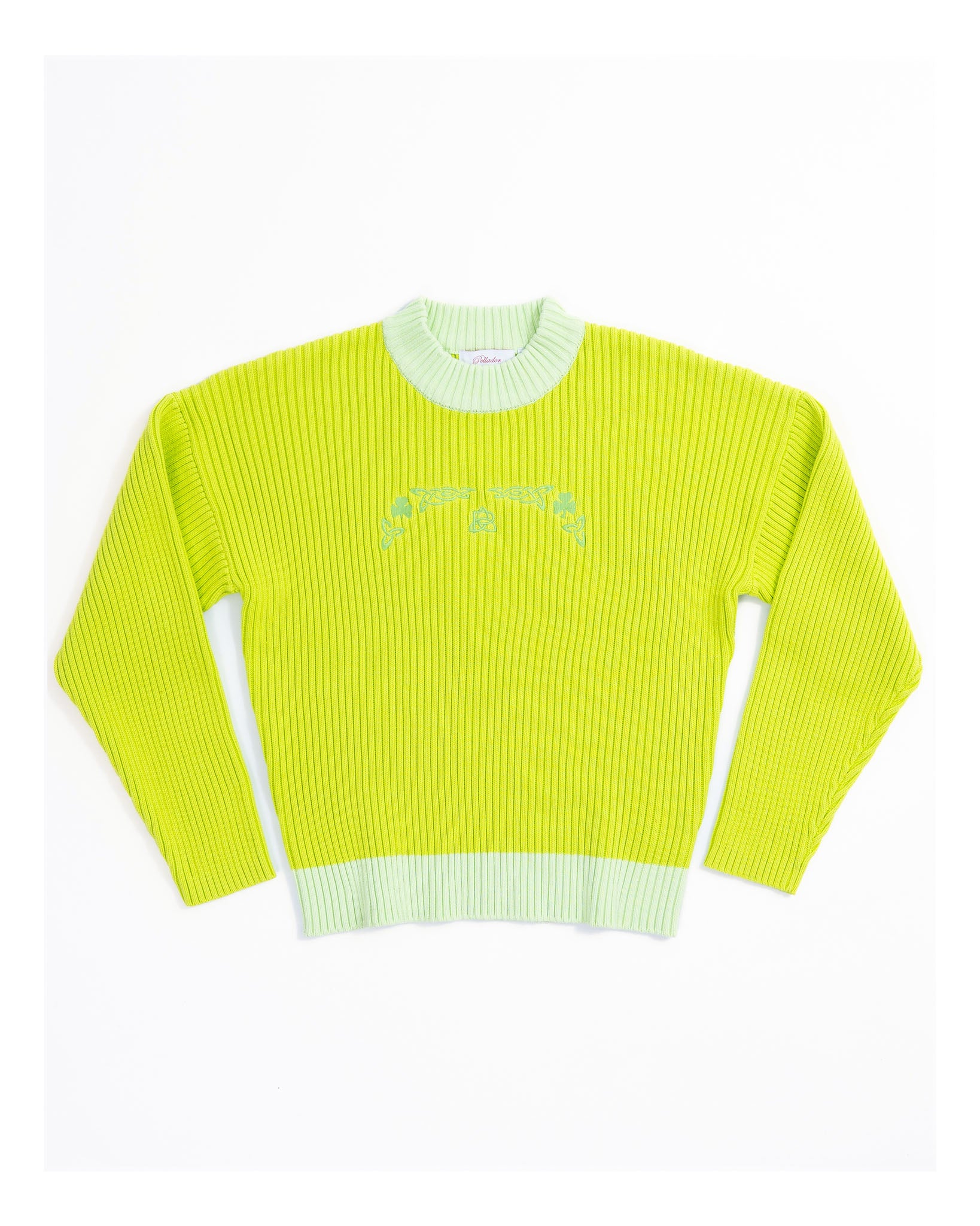Embroidered Ribbed Knit Luminous Yellow