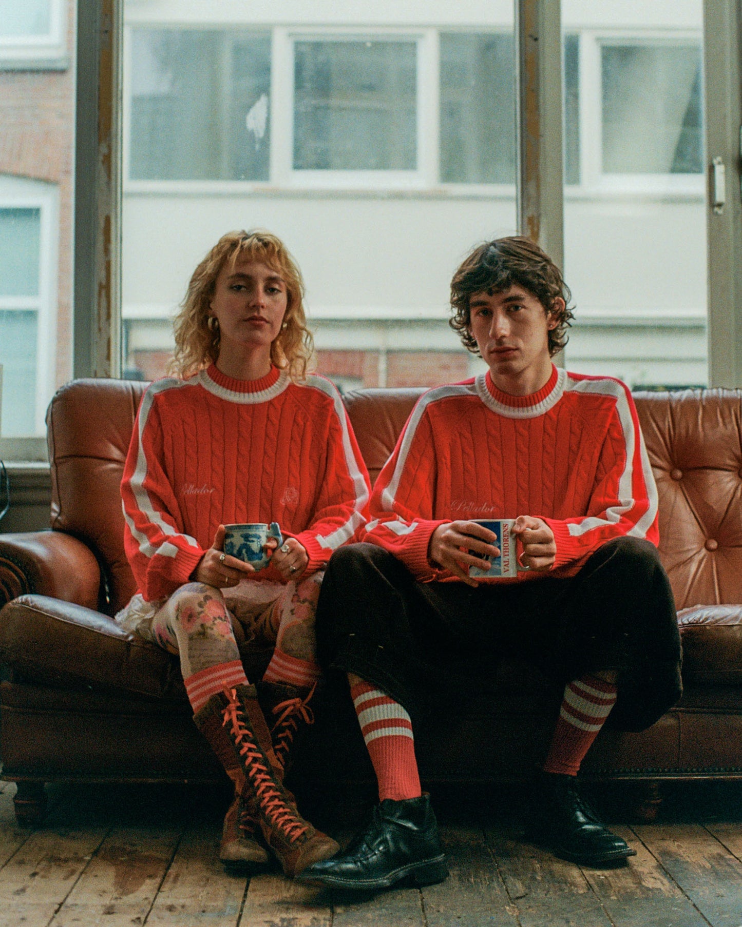 Round Neck Cable Knit Red