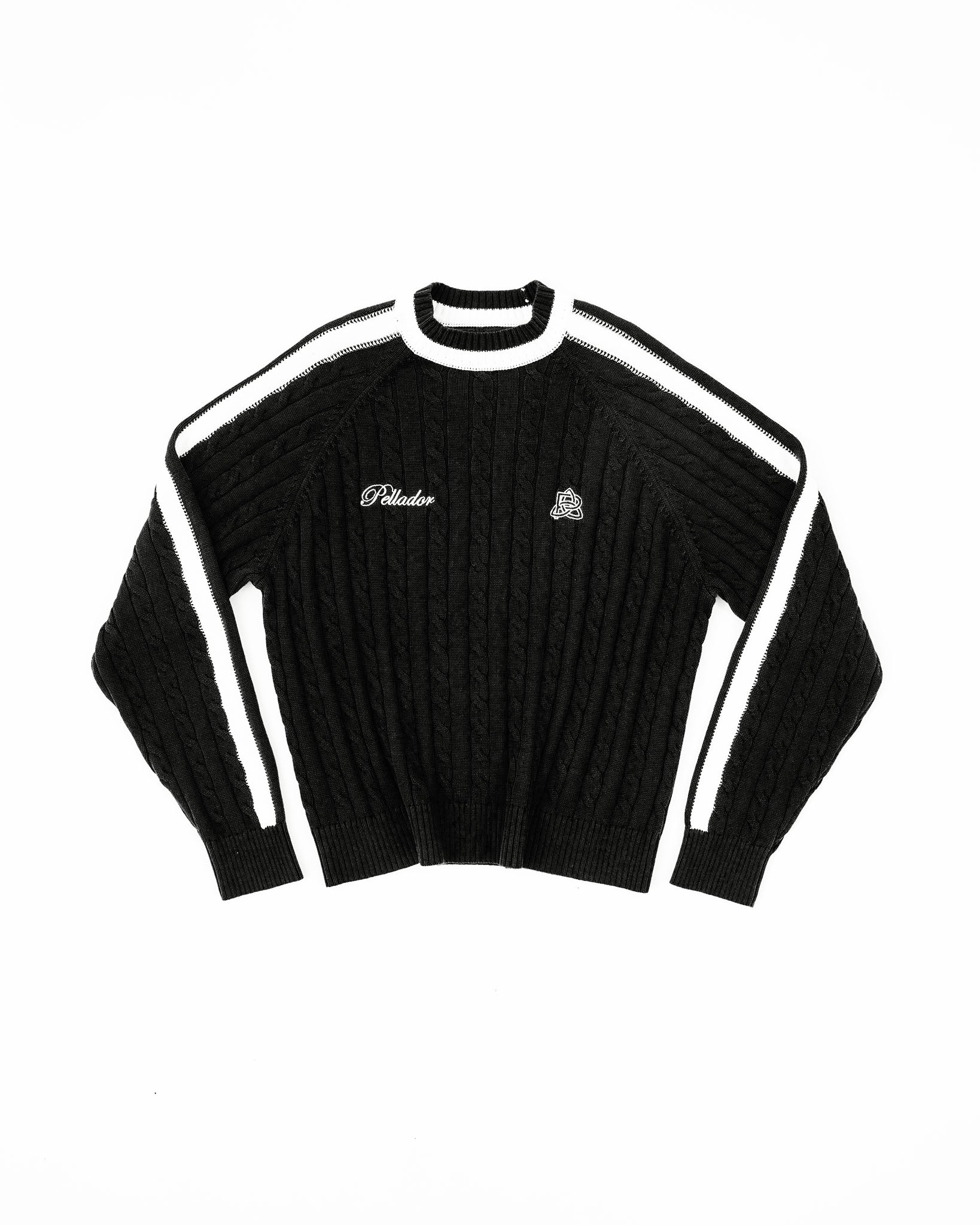 Round Neck Cable Knit Black