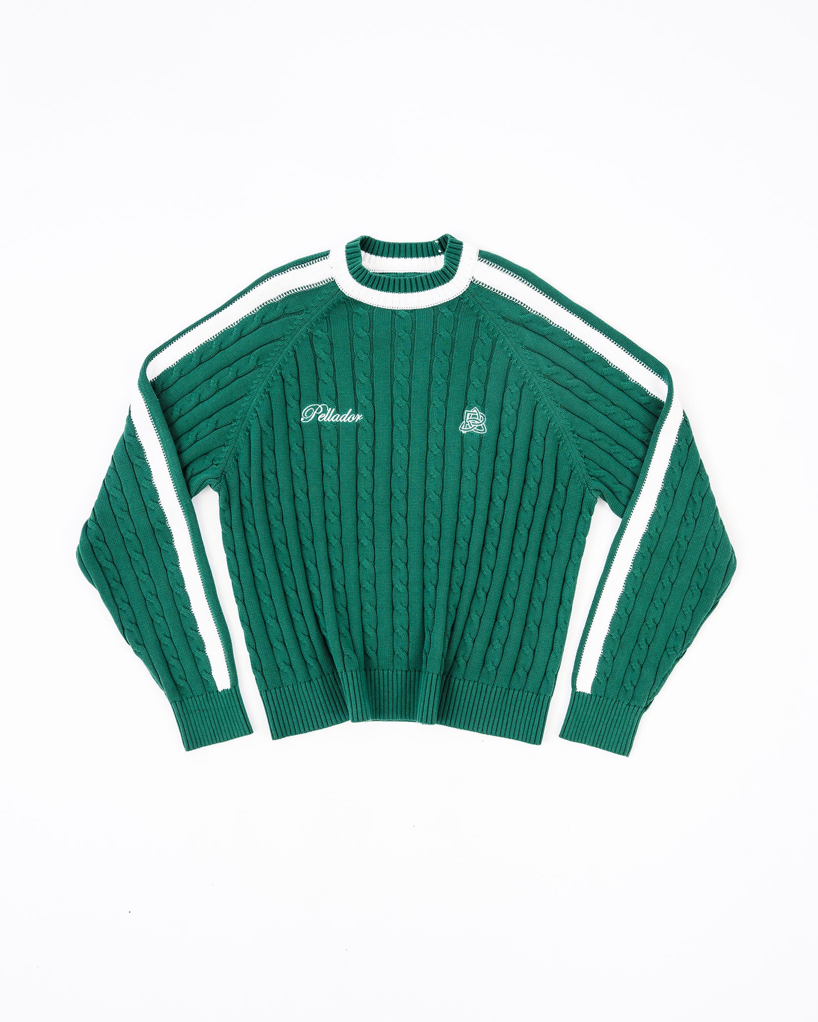Round Neck Cable Knit Green