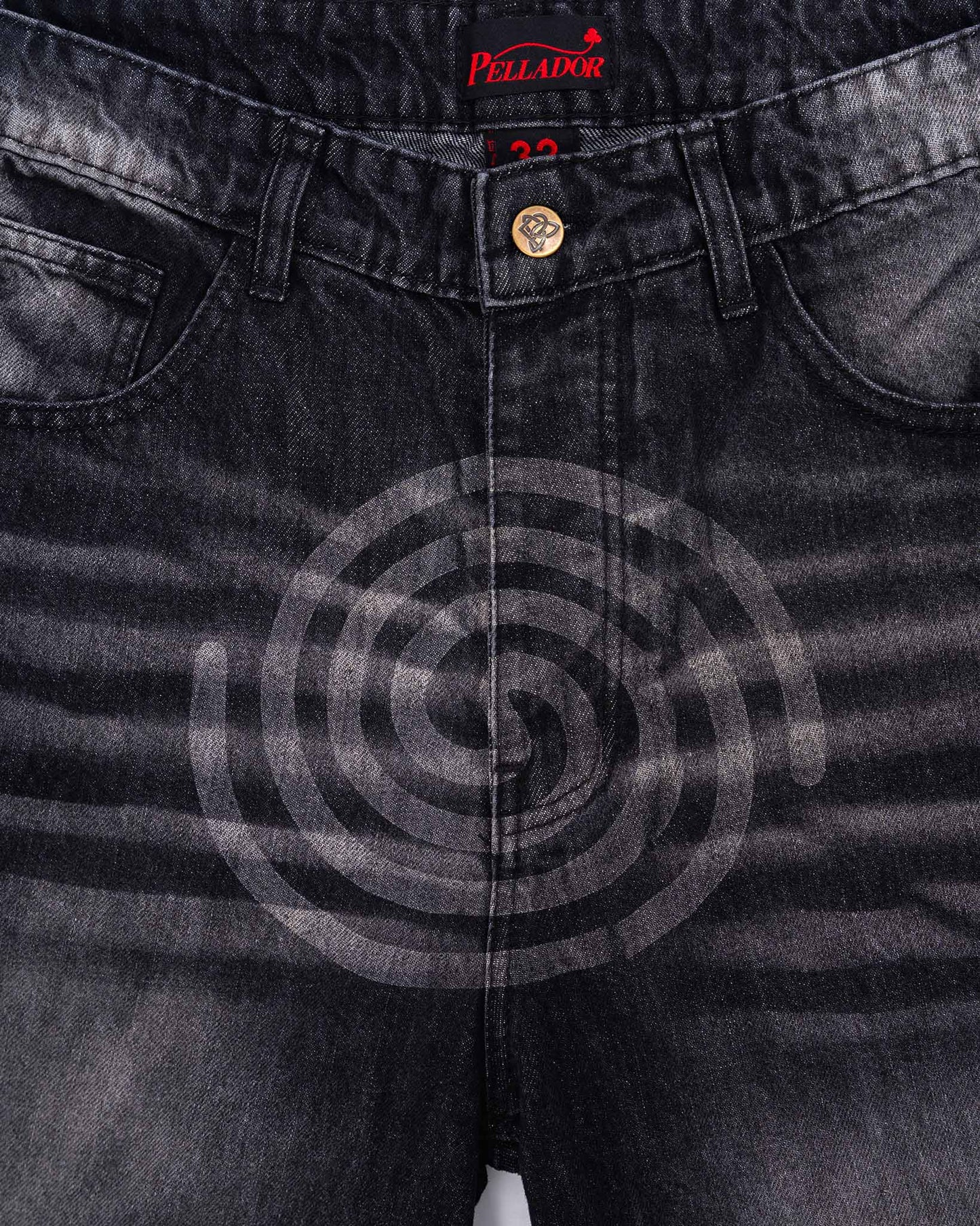 Spiral Engraved Jorts - Washed Black