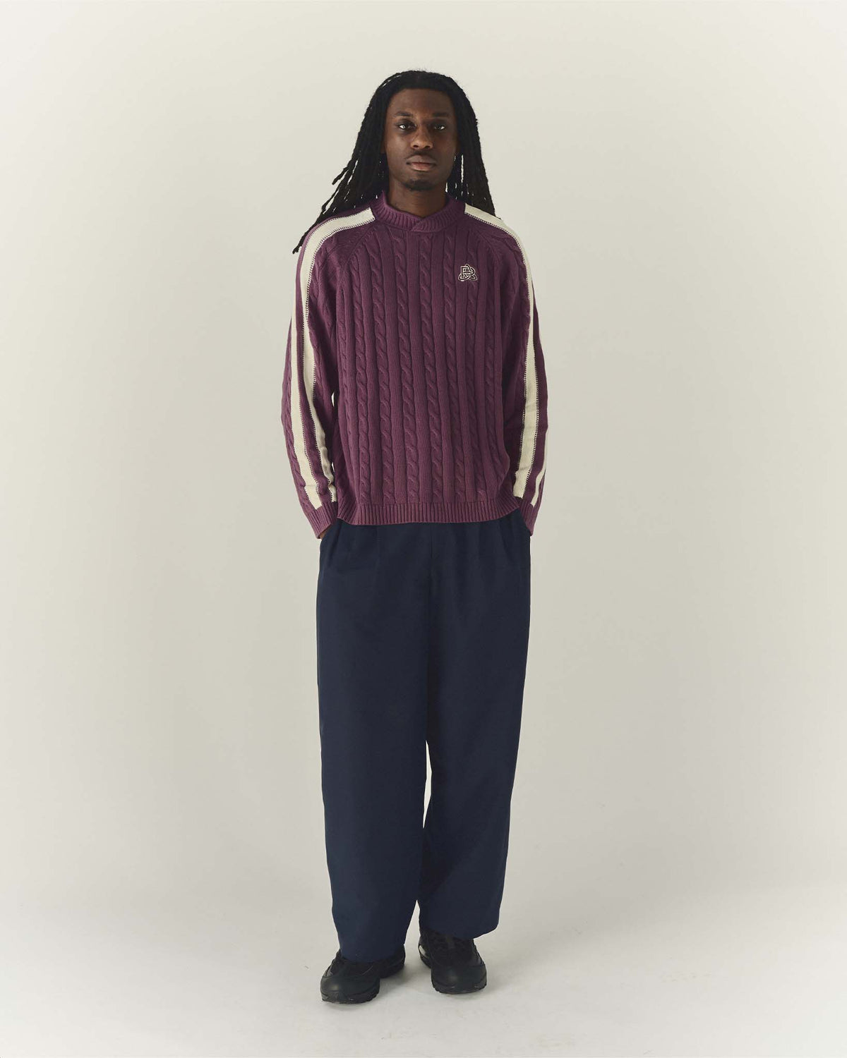 Overlap Cable Knit Maroon