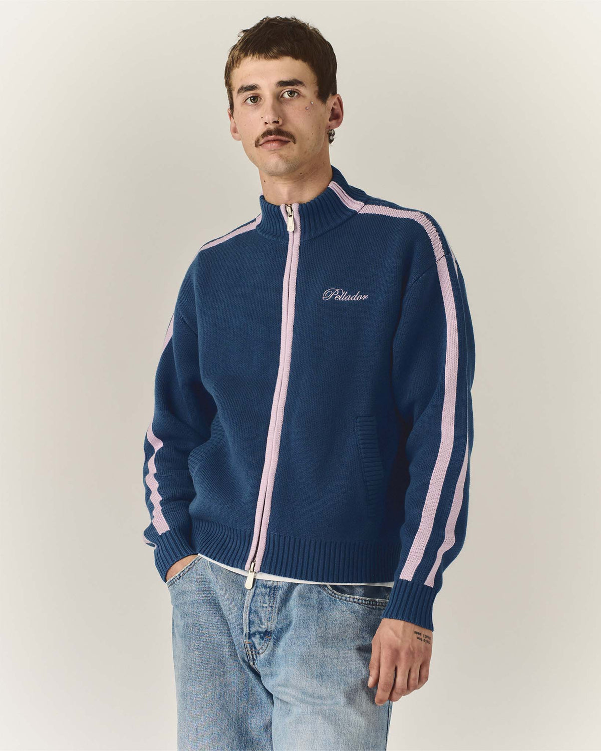 Knit Tracksuit Jacket Navy & Pink