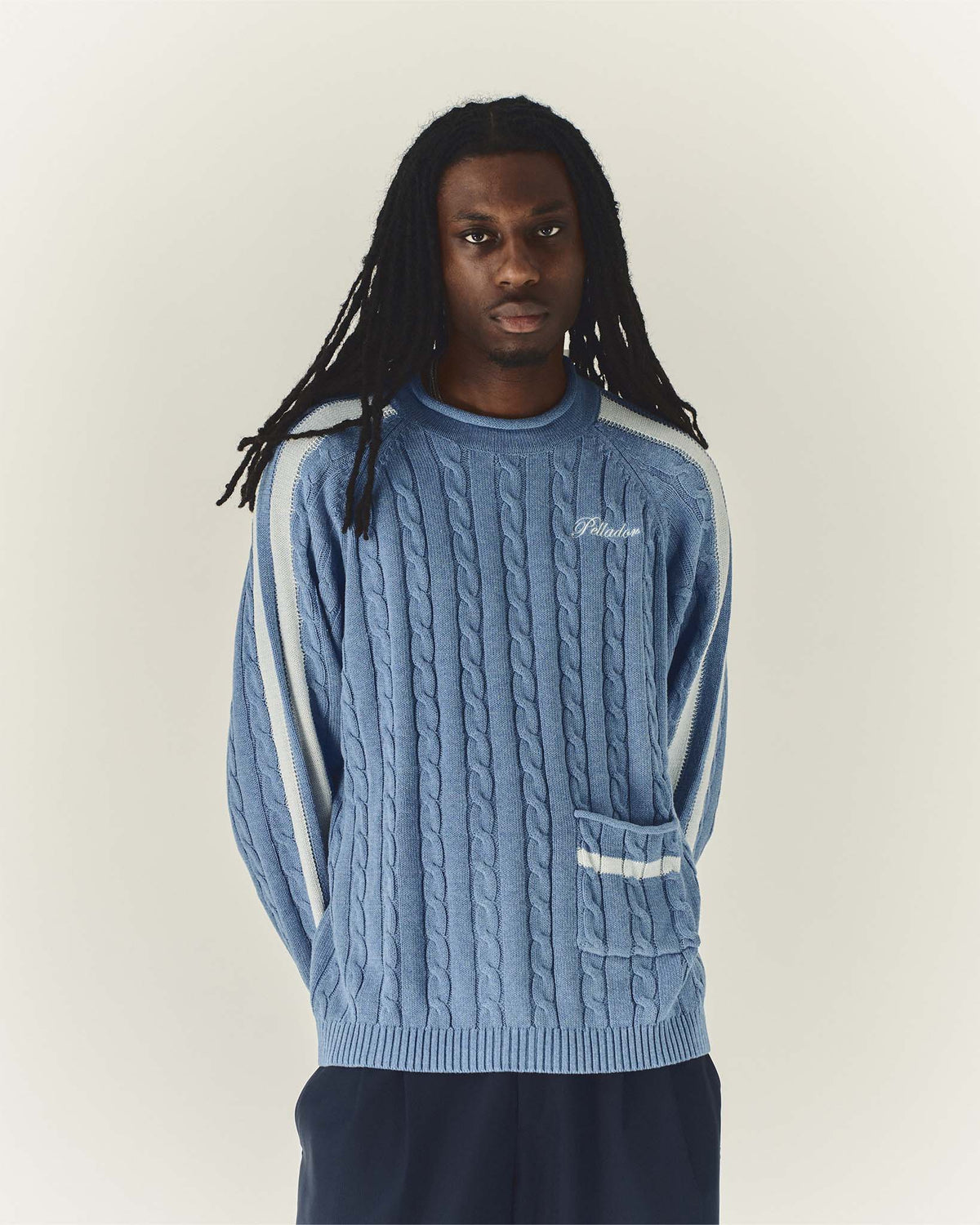 Pocket Cable Knit Denim