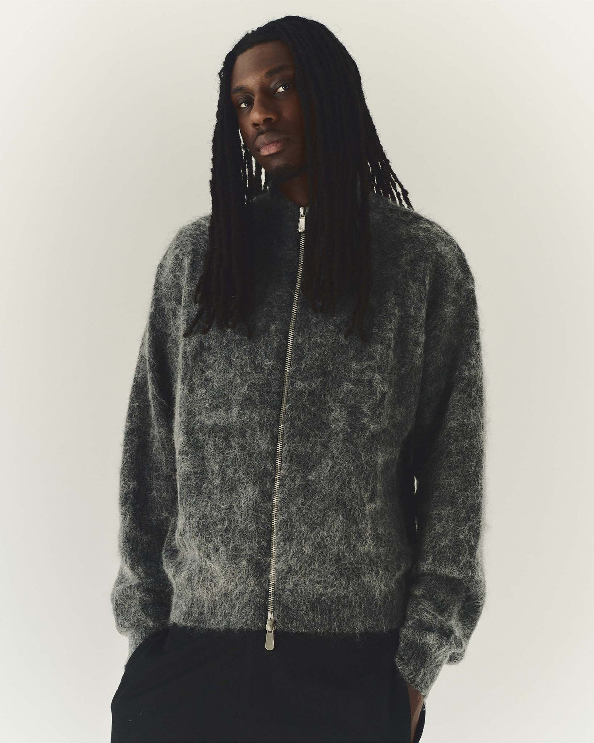 Grey Mohair Full Zip