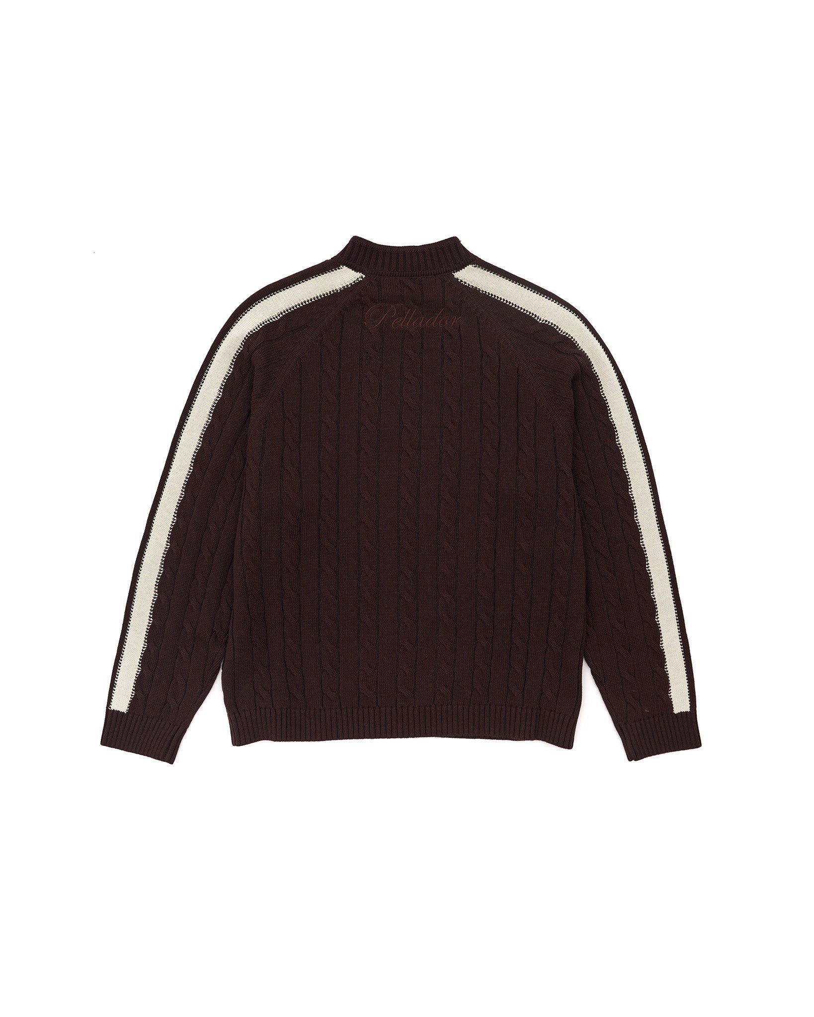 Overlap Collar Cable Knit - Brown