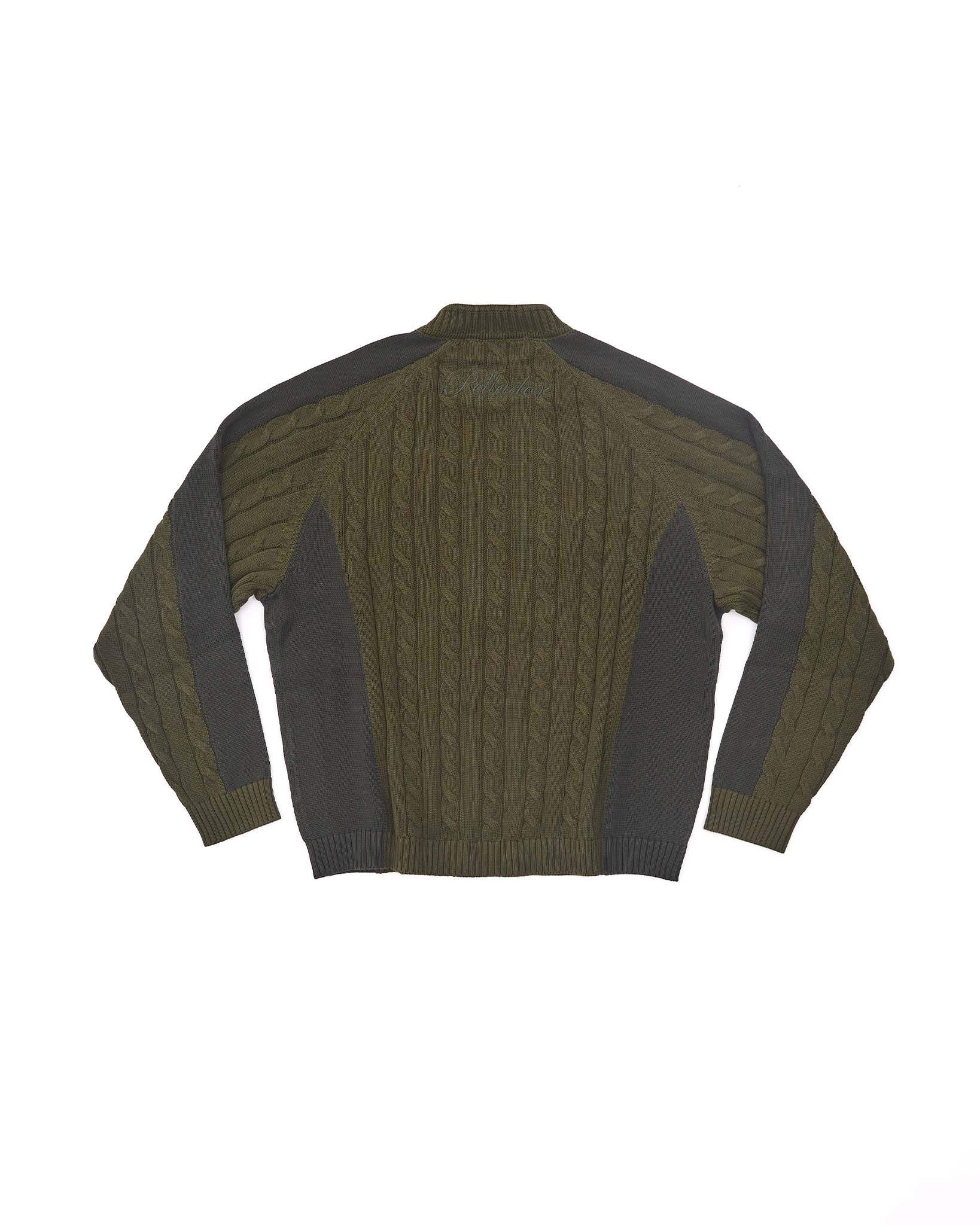 Overlap Collar Cable Knit - Green