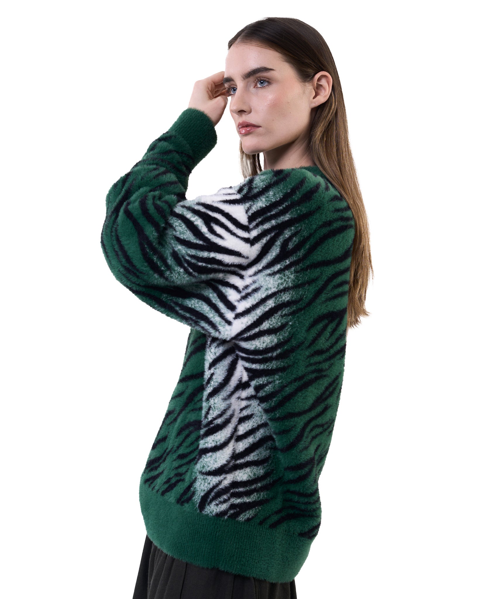 Tiger Knit Green Oversized
