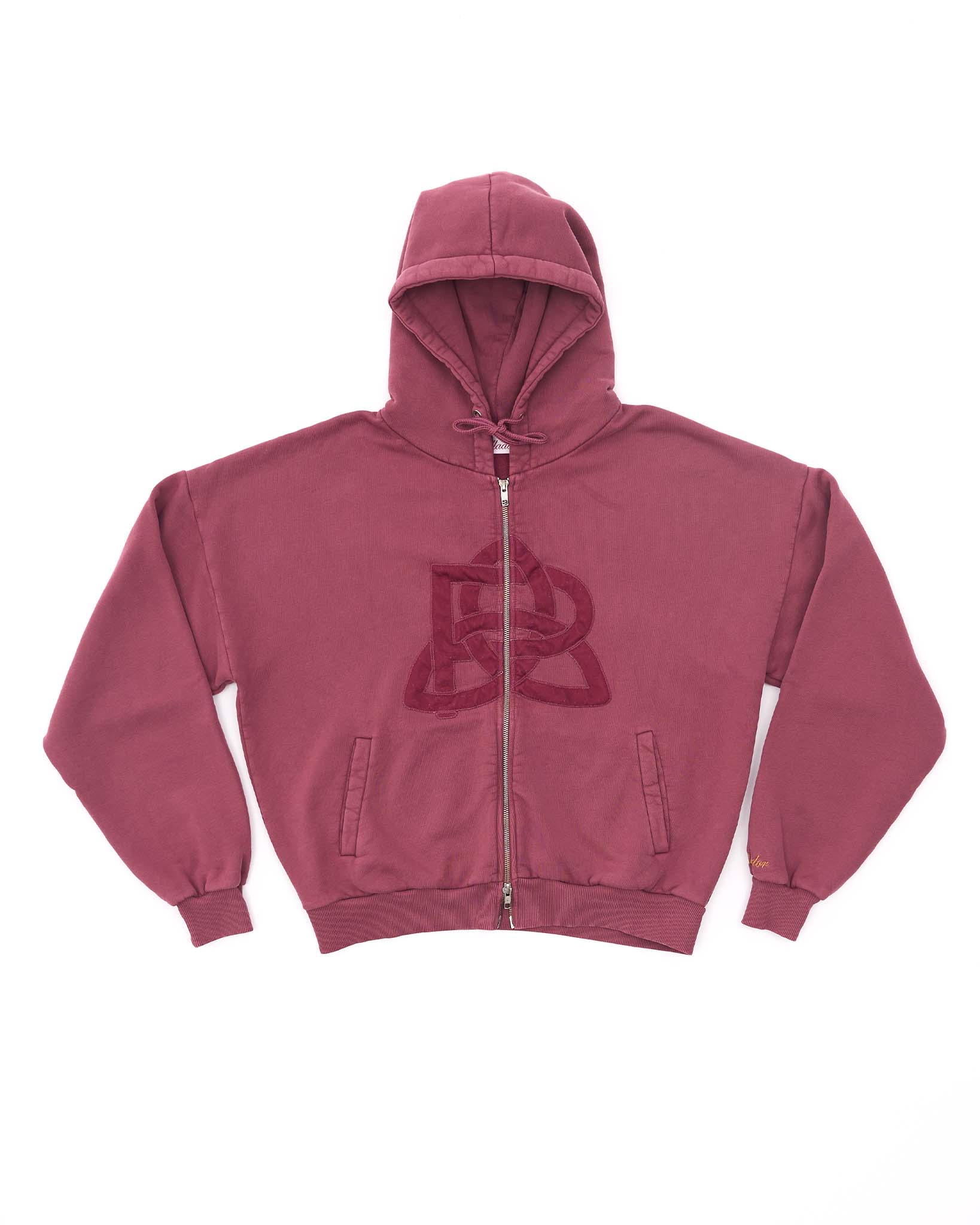 Logo Appliqué Zip Hoodie - Pink
