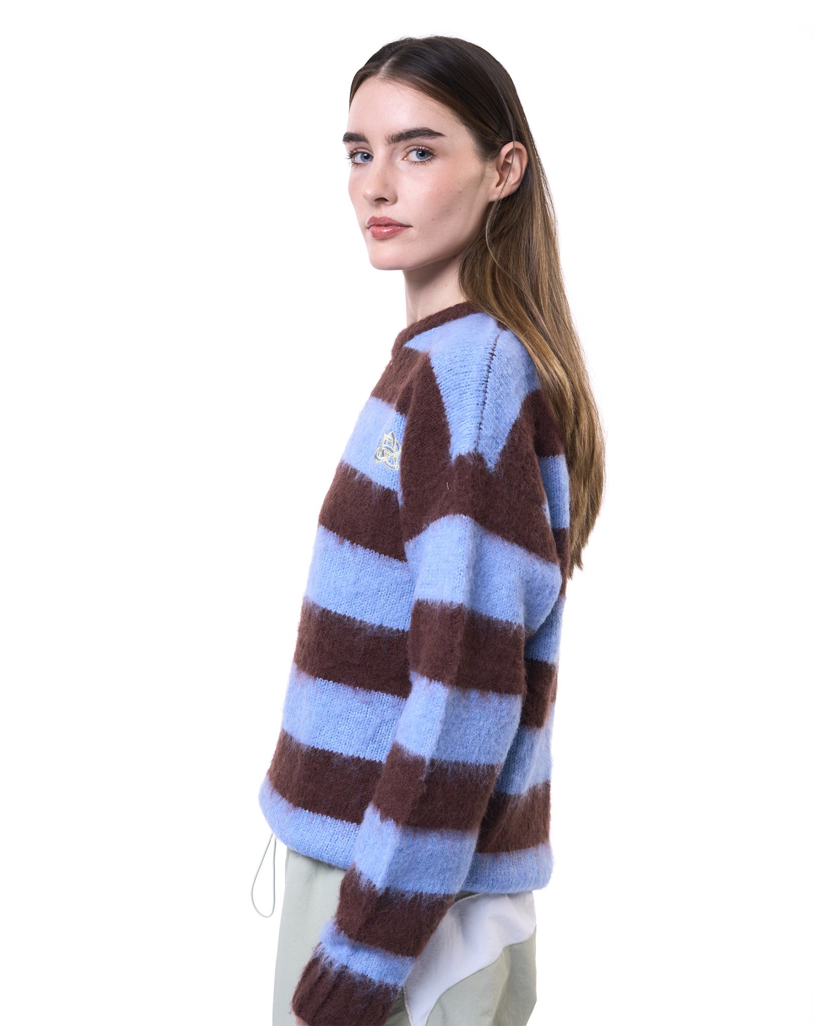 Striped Mohair Knit - Brown & Baby Blue