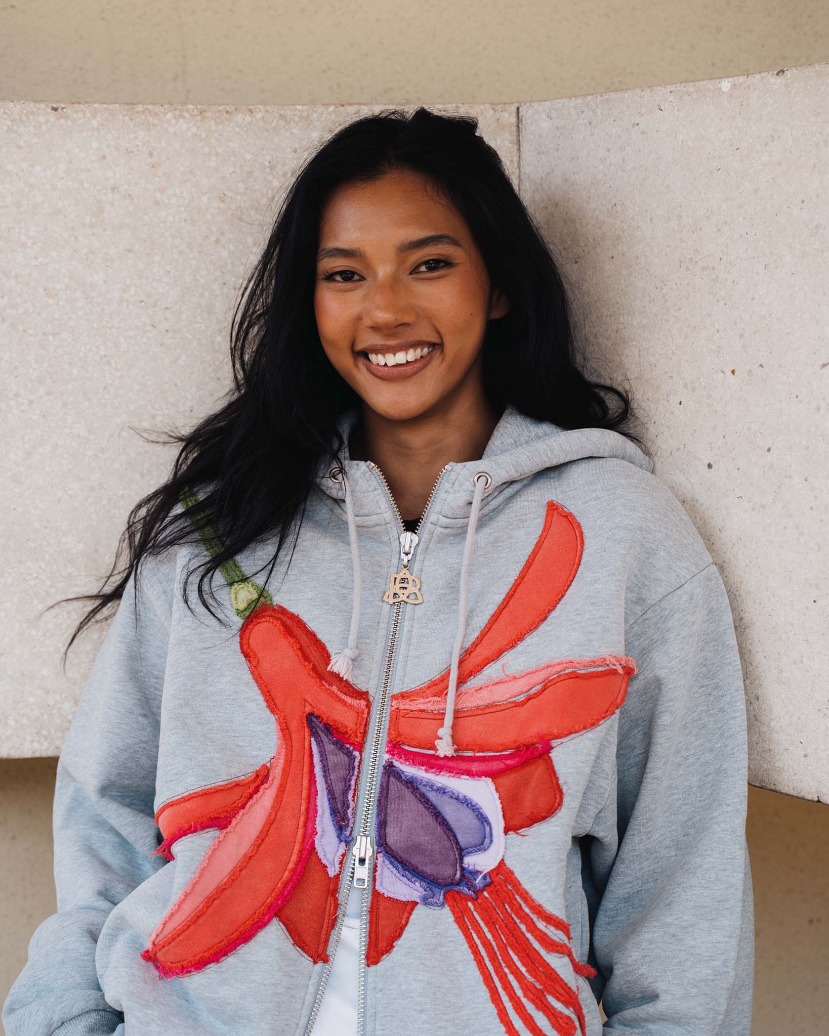 Fuchsia Hoodie - Heather Grey