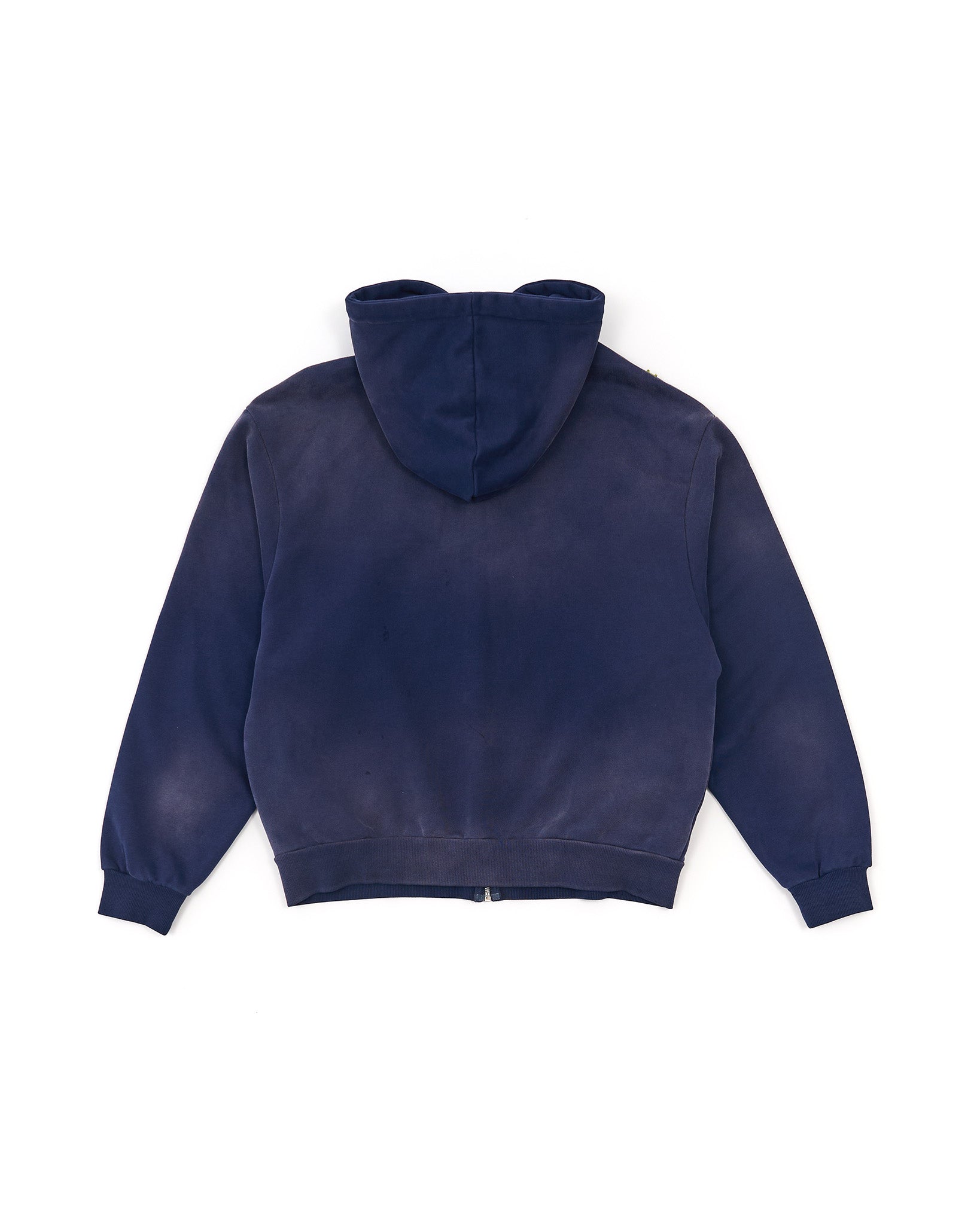 Fuchsia Appliqué Zip Hoodie - Navy