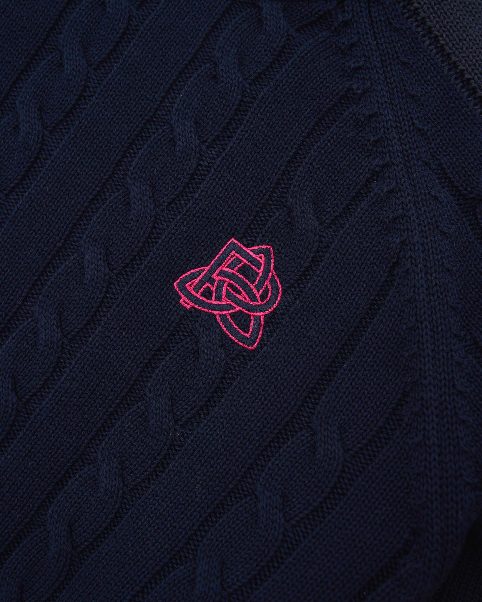 Round Neck Cable Knit - Navy