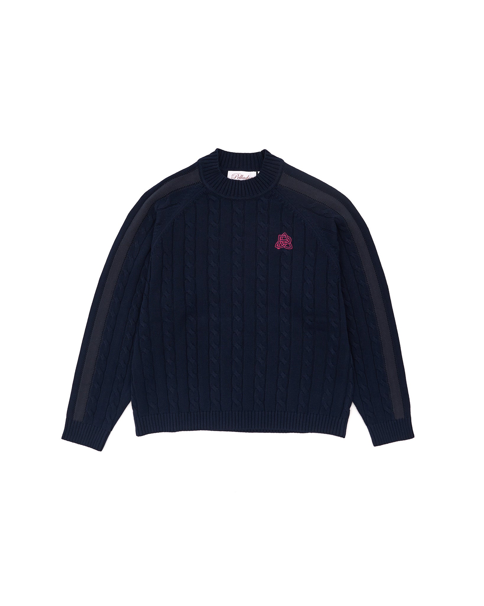 Round Neck Cable Knit - Navy