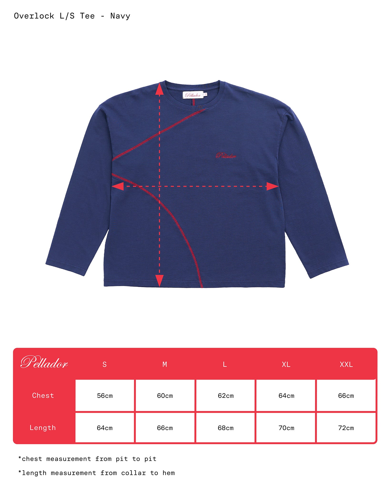 Overlock Longsleeve Tee - Navy